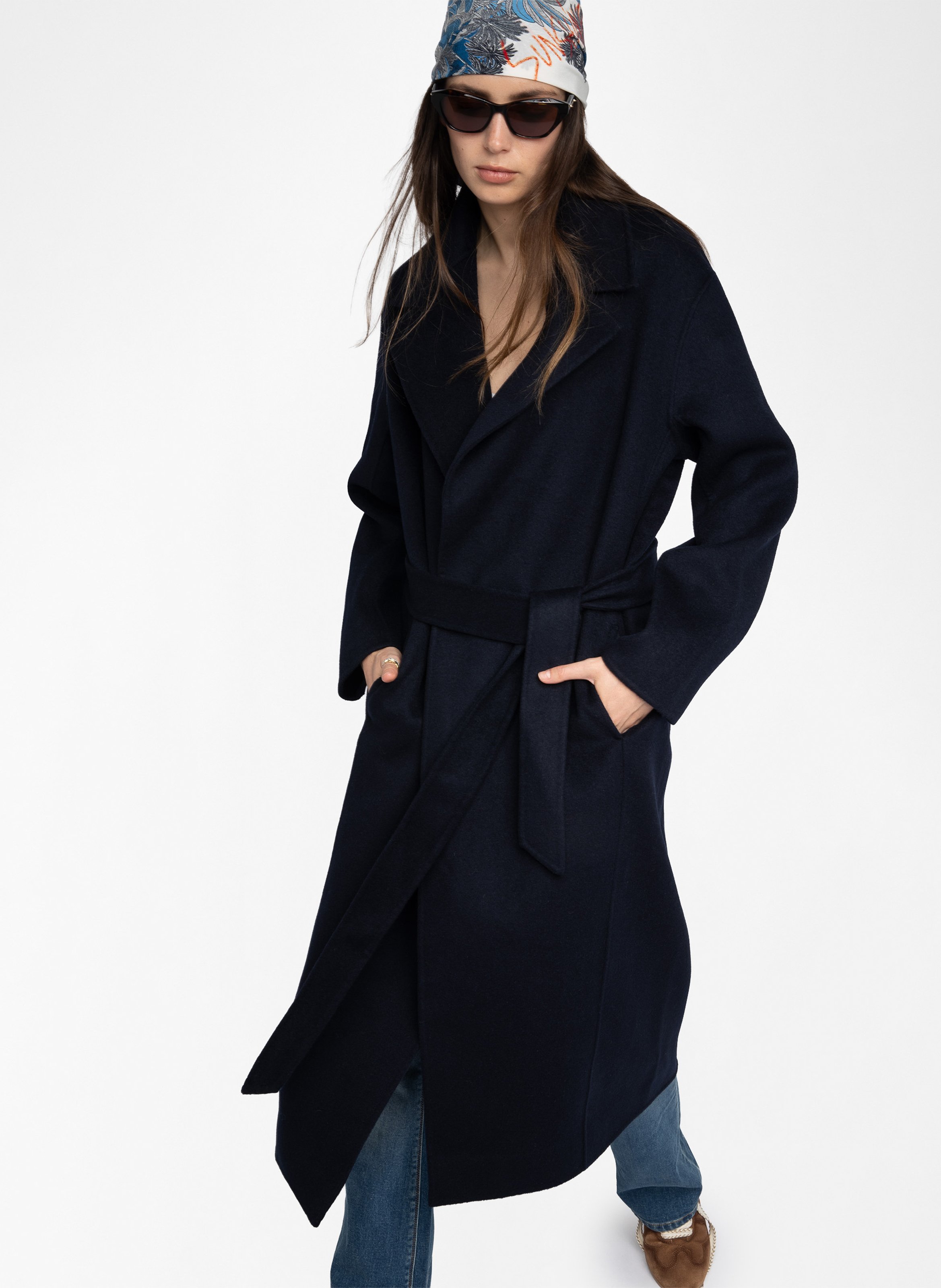 Manteau droit col tailleur en laine mélangée meli ZADIG&VOLTAIRE Bleu