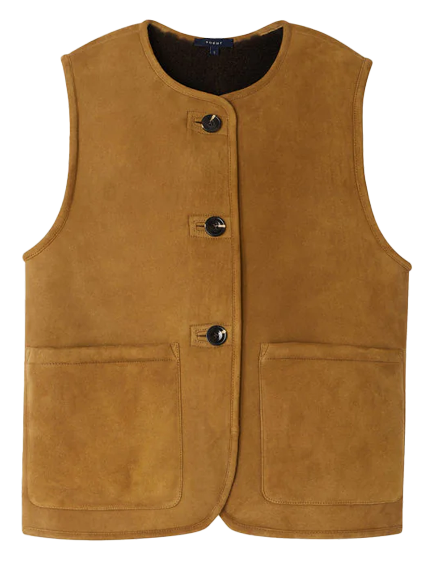 Blouson sans manches suédé en cuir duomo SOEUR Kaki