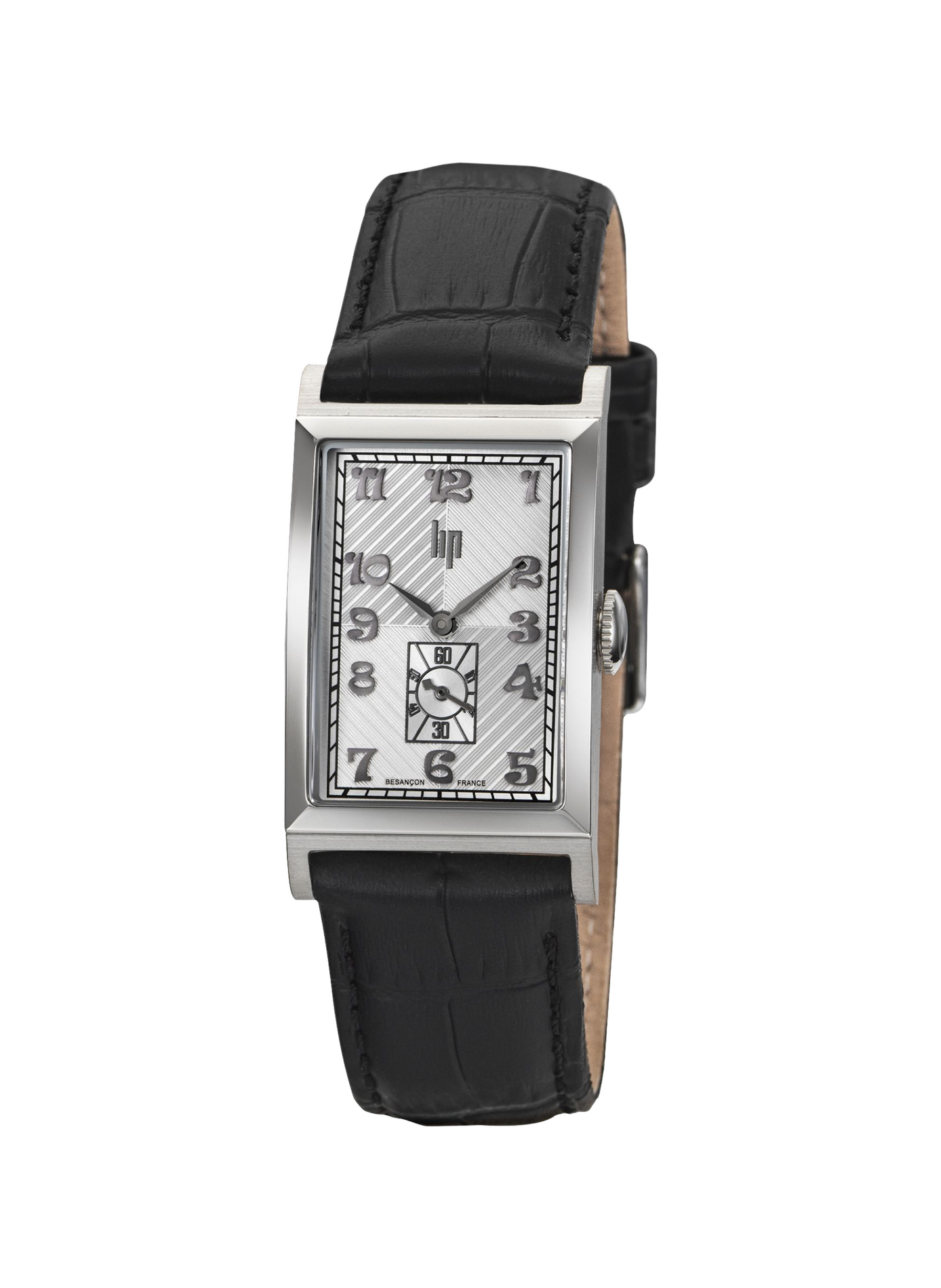 Montre quartz rectangulaire classique en cuir LIP Argent