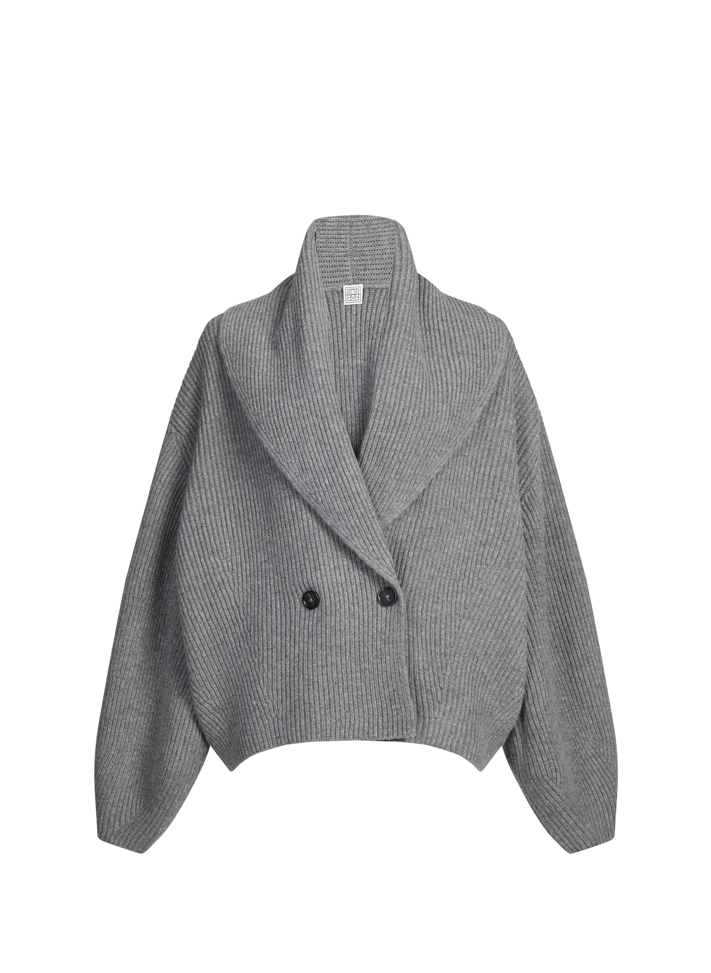 Cardigan à capuche en laine TOTEME Gris