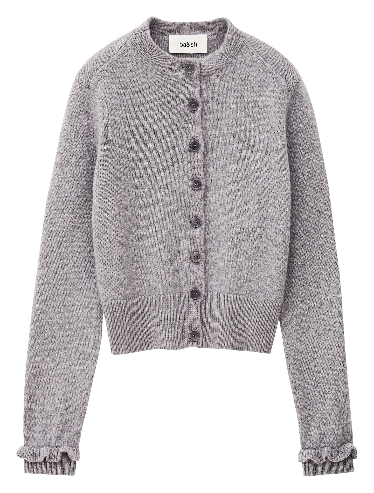 Blouse col v imprimée en laine karante BA&SH Gris