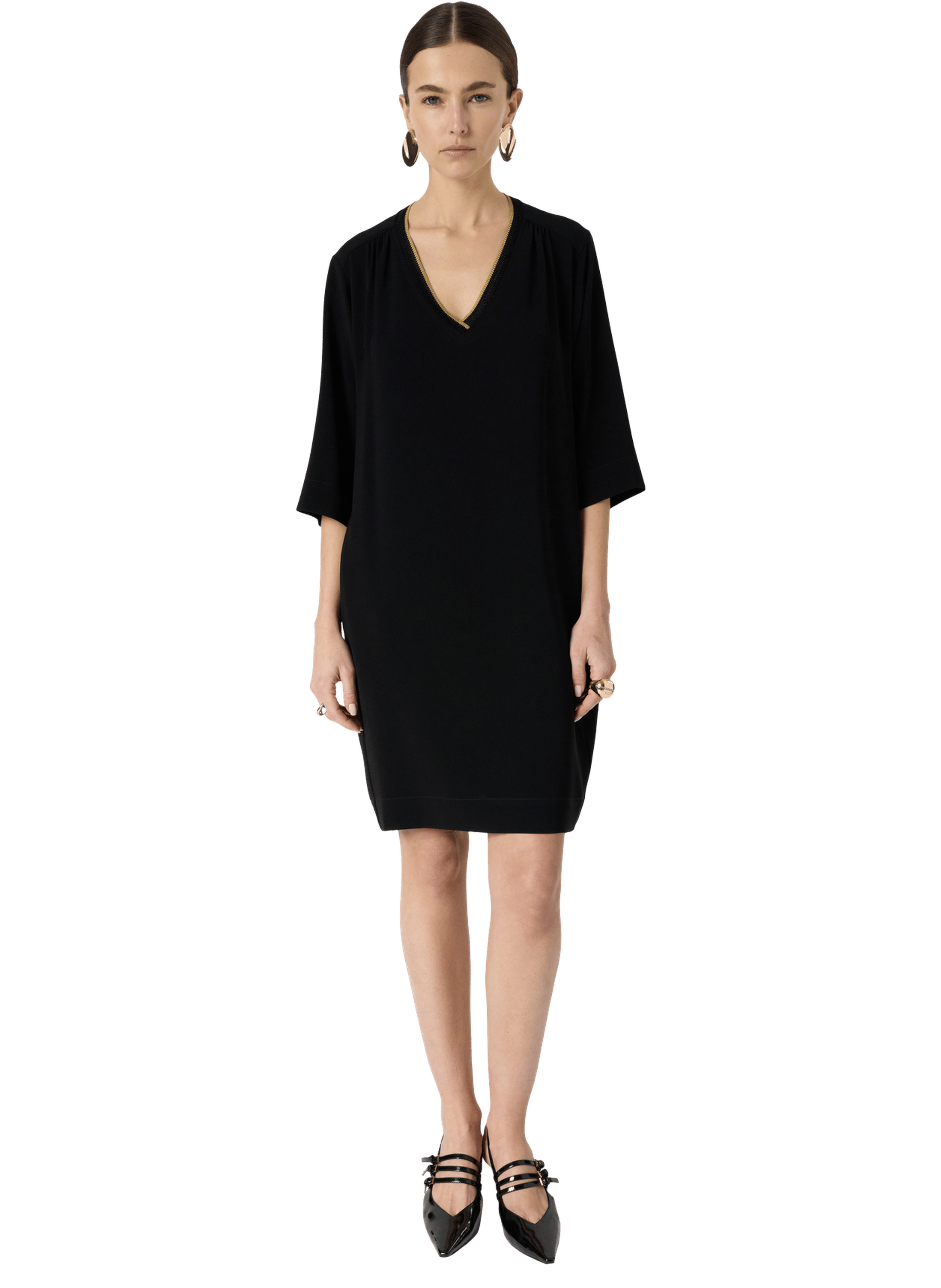 Robe courte v en microfibre - raysa GERARD DAREL Noir