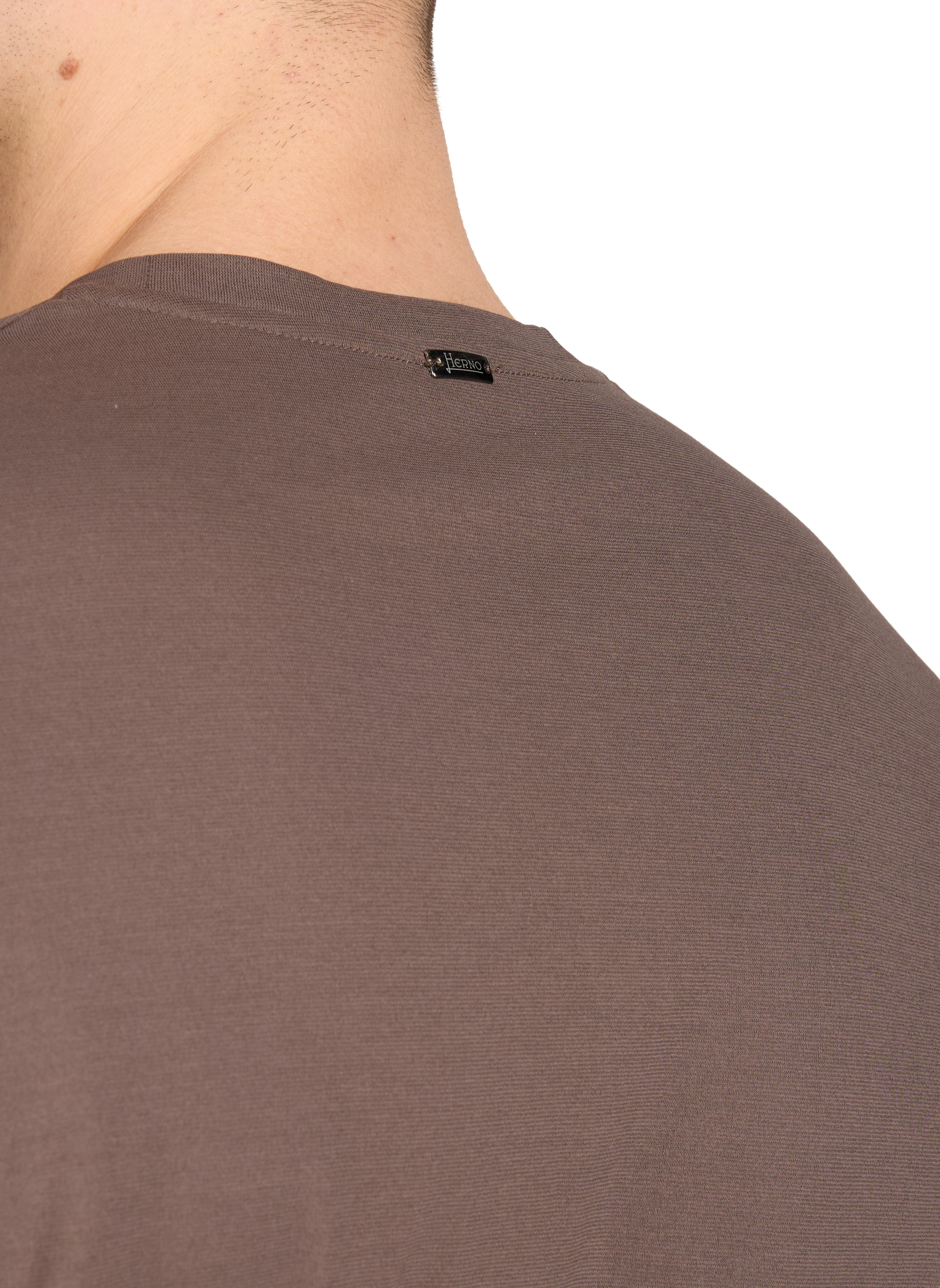 Straight round neck T-shirt HERNO Brown