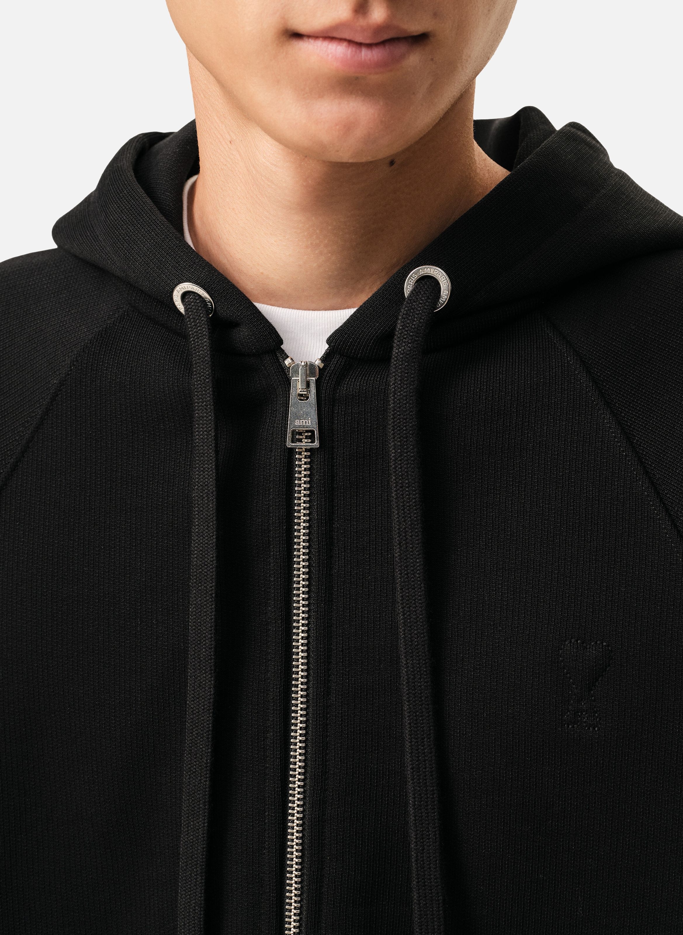 Hoodie Zippé Ami De Coeur En Coton unisexe AMI PARIS Noir