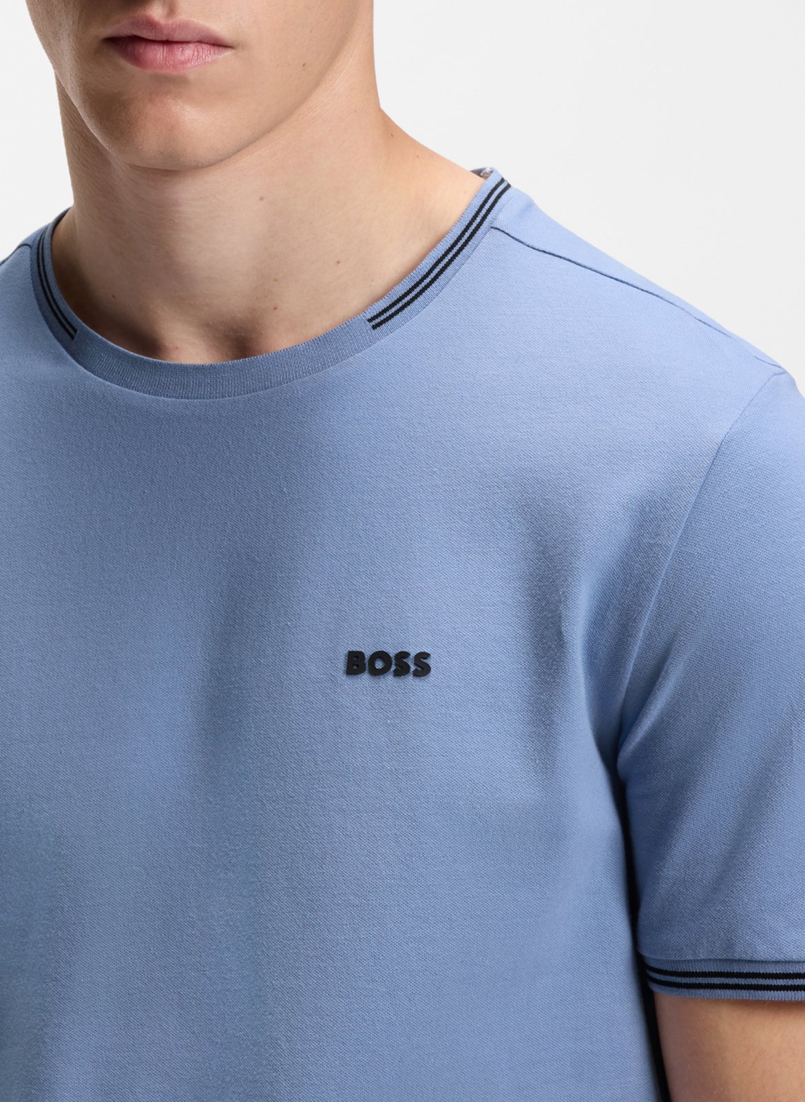Tee-shirt col rond en coton mélangé BOSS Bleu
