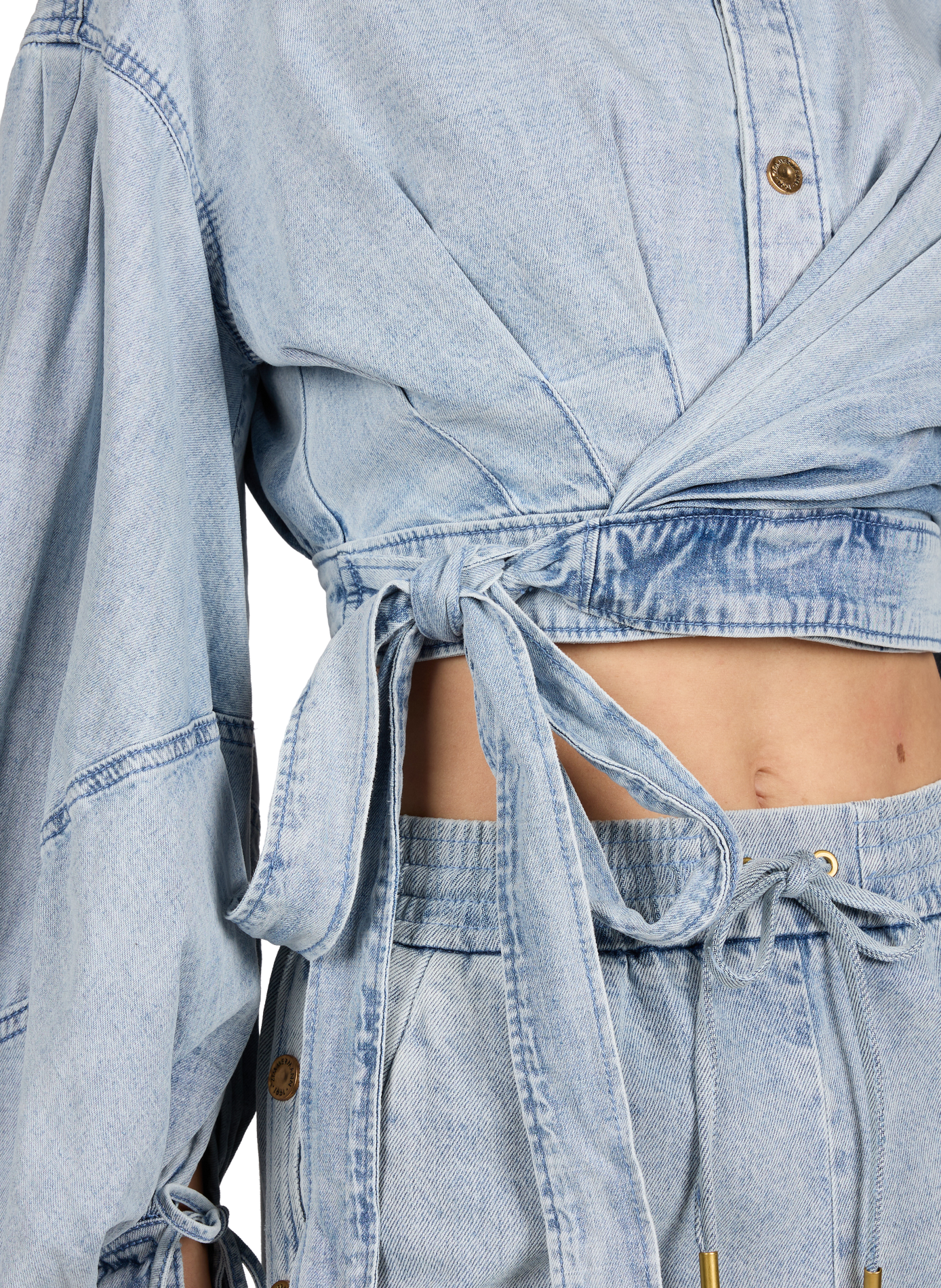 Top denim à nouer en coton ZIMMERMANN Bleu