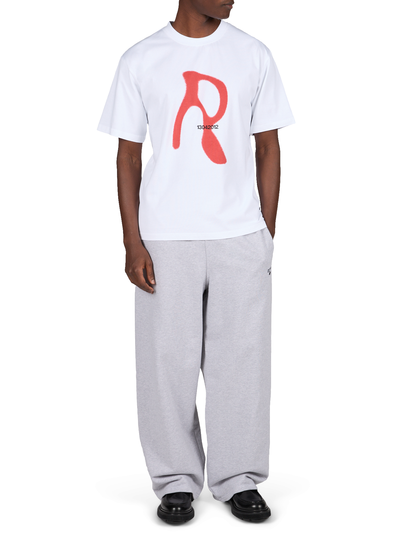 Round neck printed cotton T-shirt RAINS White