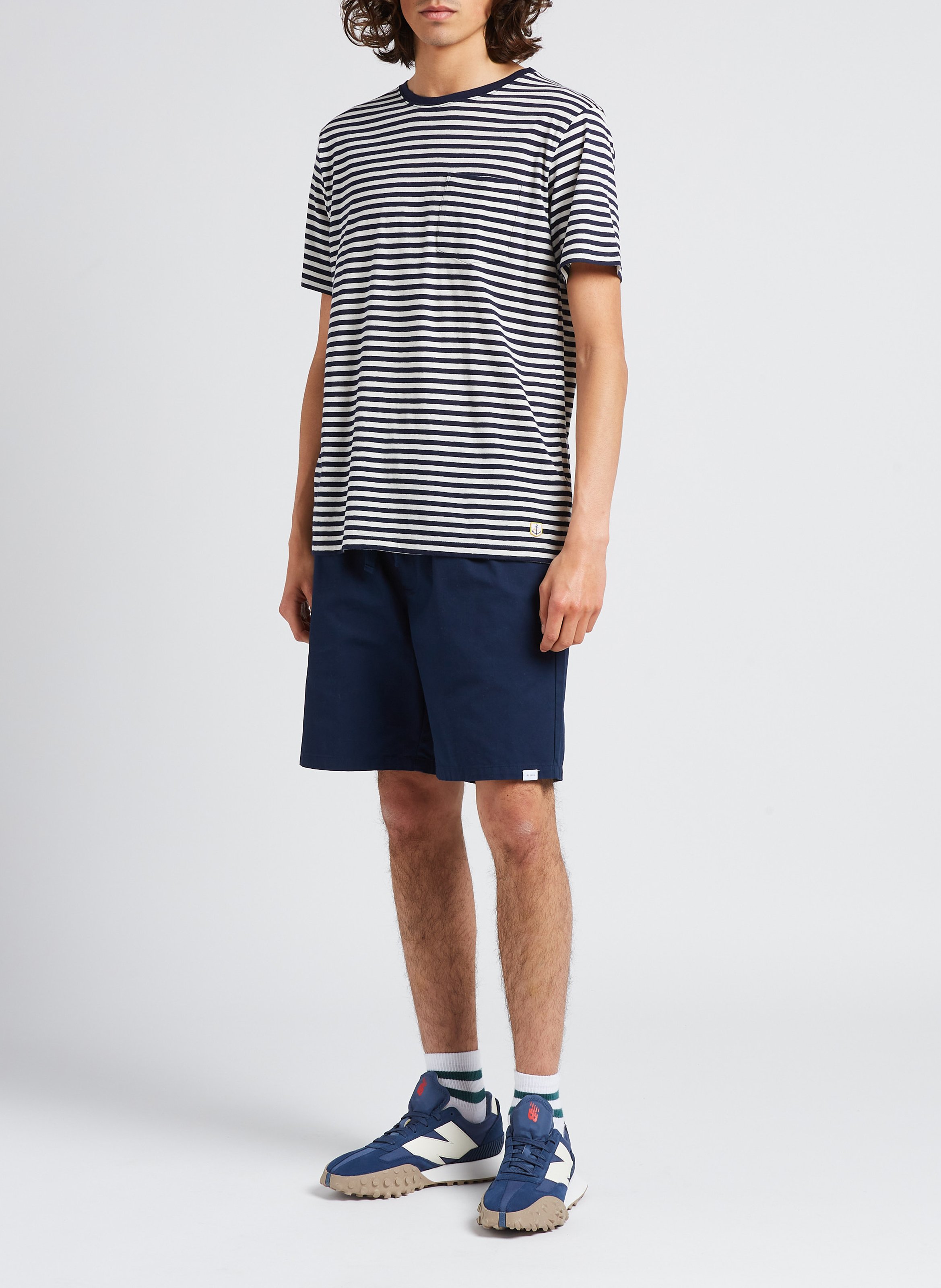 Tee-shirt col rond regular-fit rayé en coton mélangé ARMOR-LUX Bleu