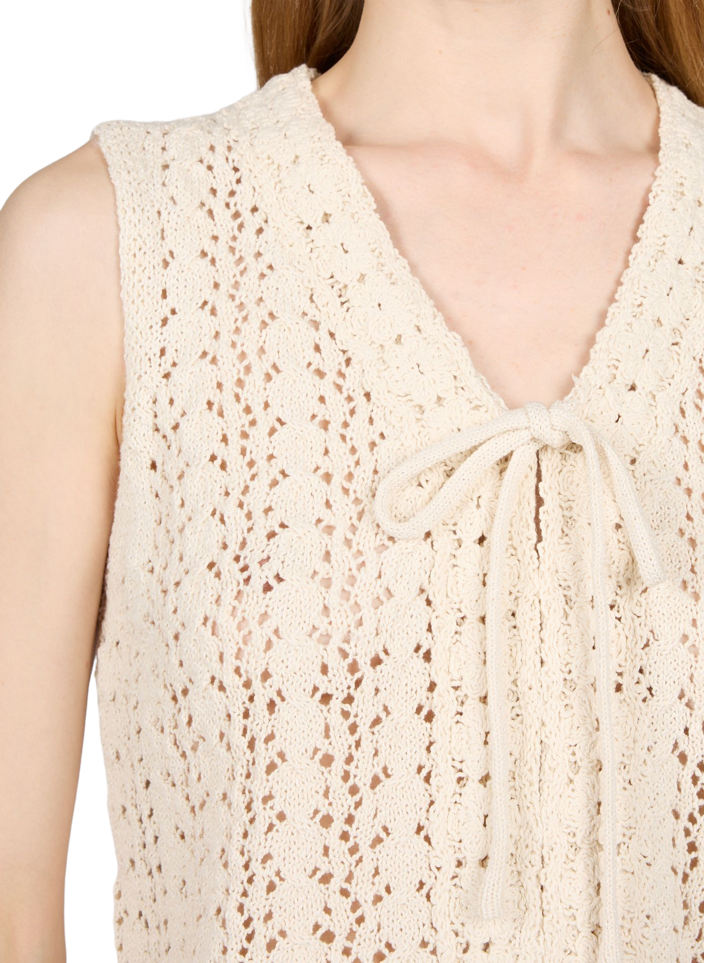 Top in mixed cotton knit OBJECT Beige