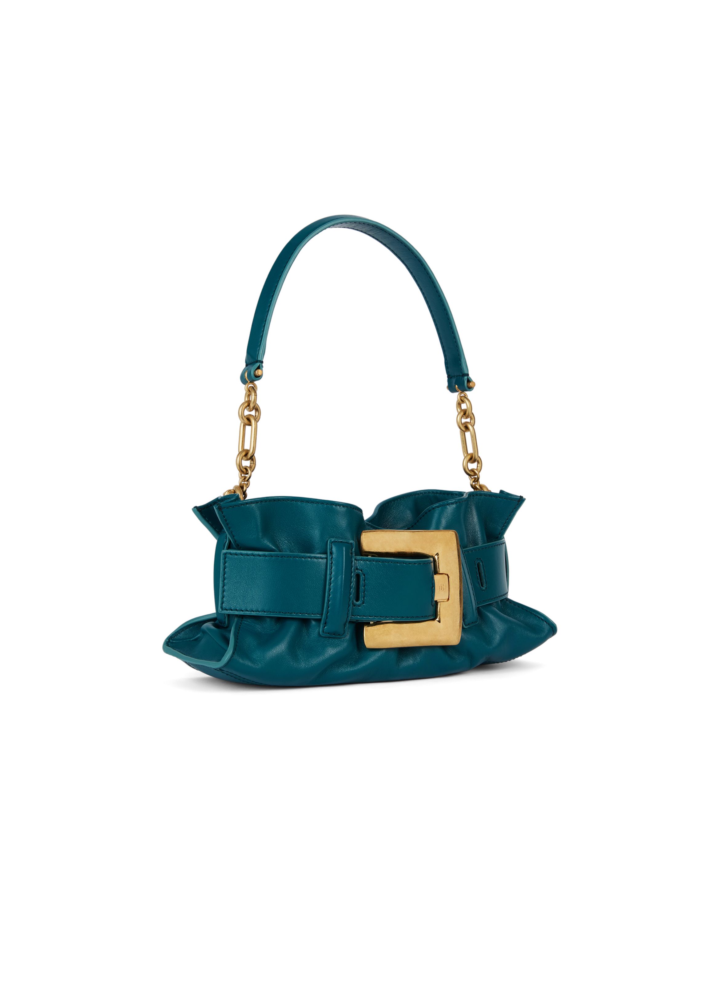Sac anthem mini en cuir lisse BALMAIN Bleu