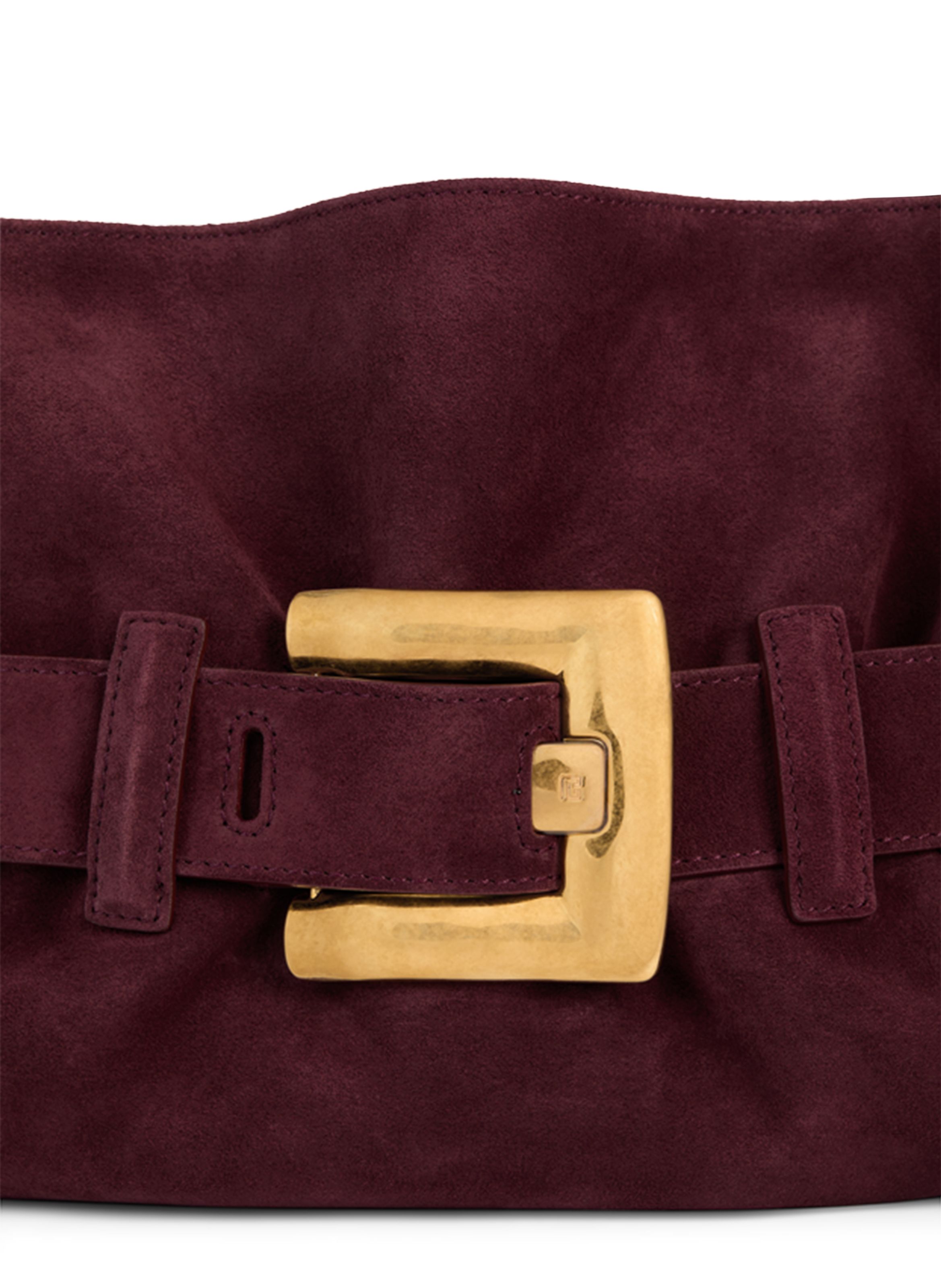 Sac anthem medium en cuir suédé BALMAIN Rouge