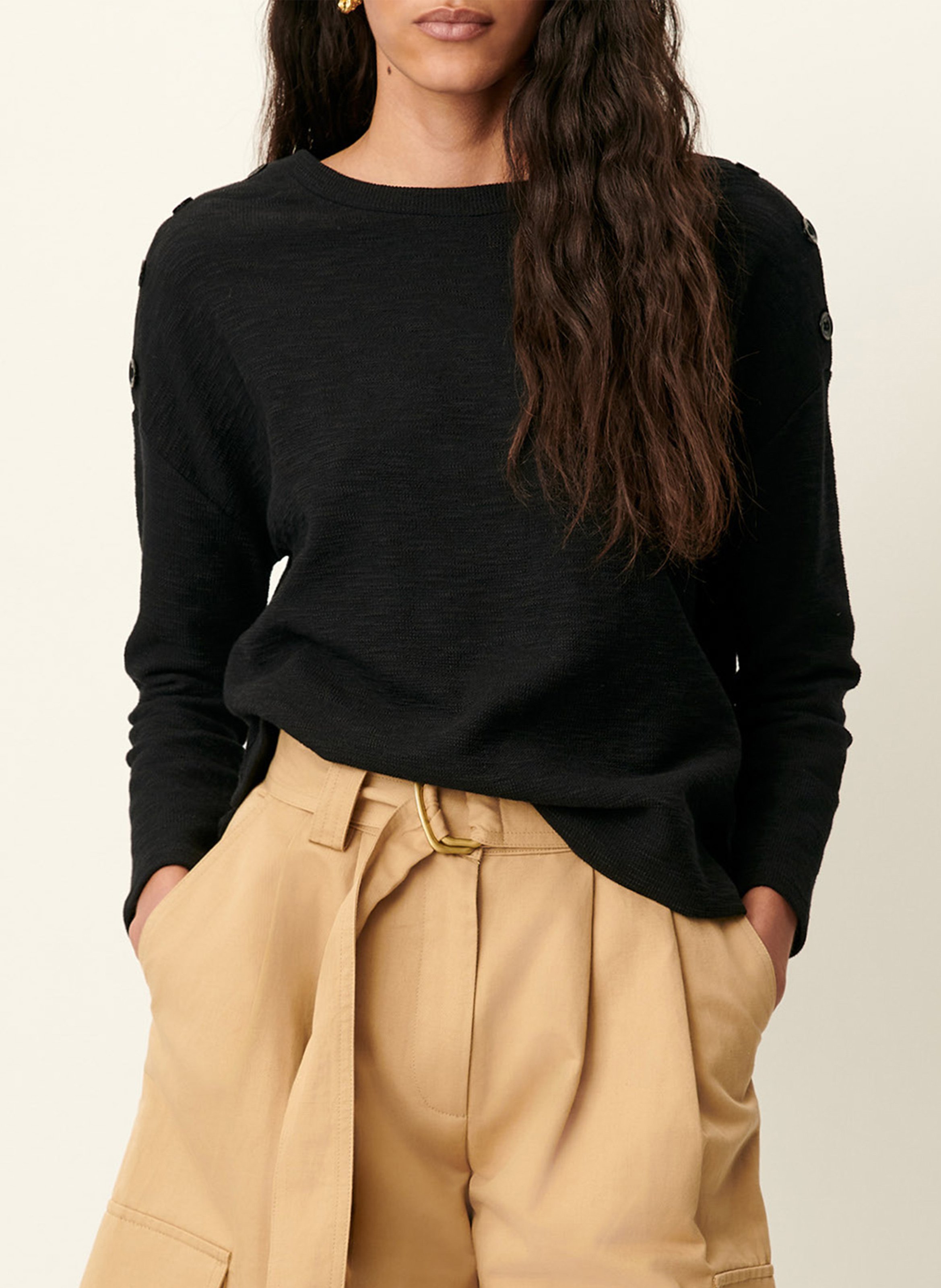 Pull col rond en coton mélangé austin SESSUN Noir