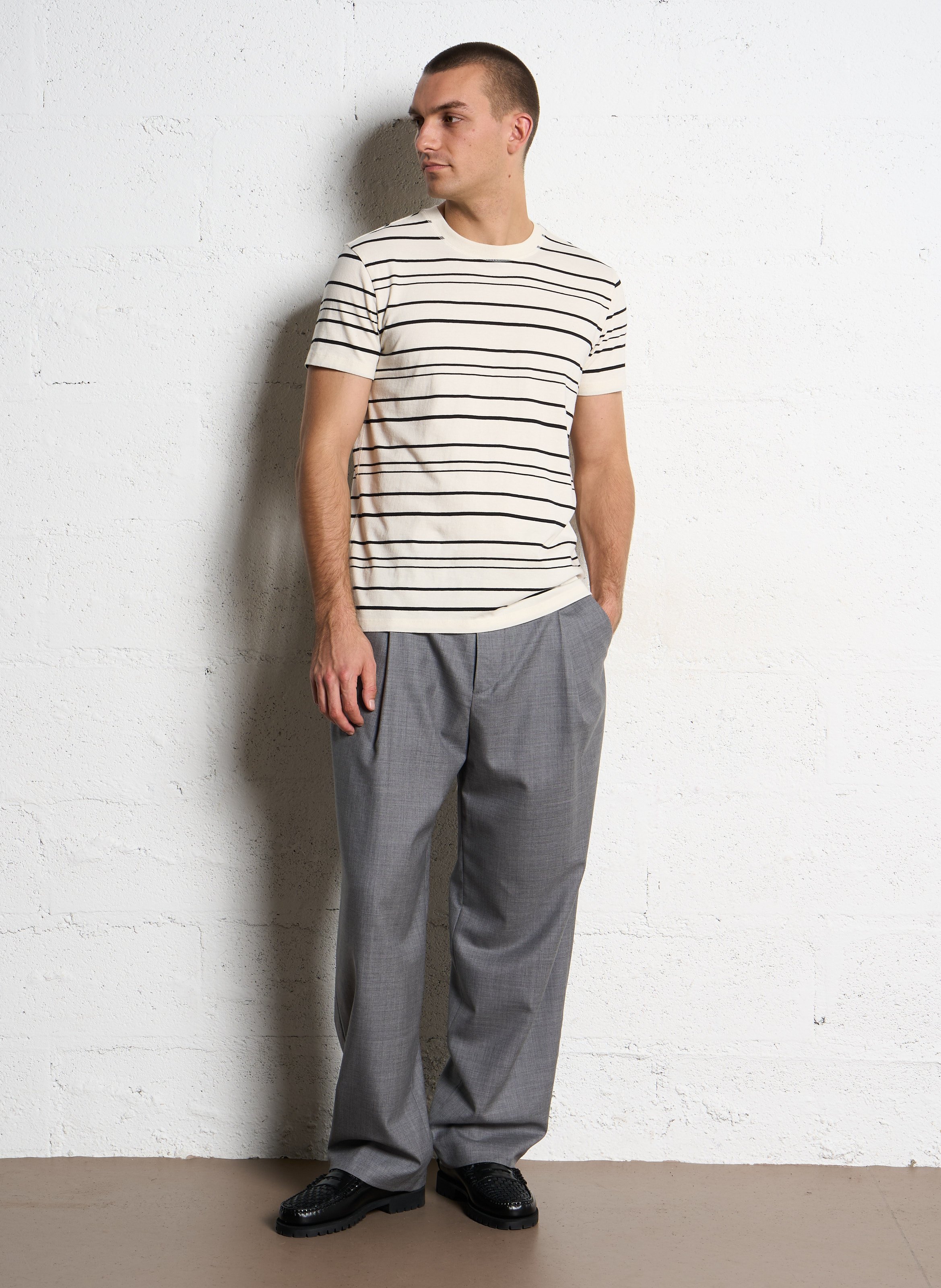 Pantalon droit en laine IKKS Gris