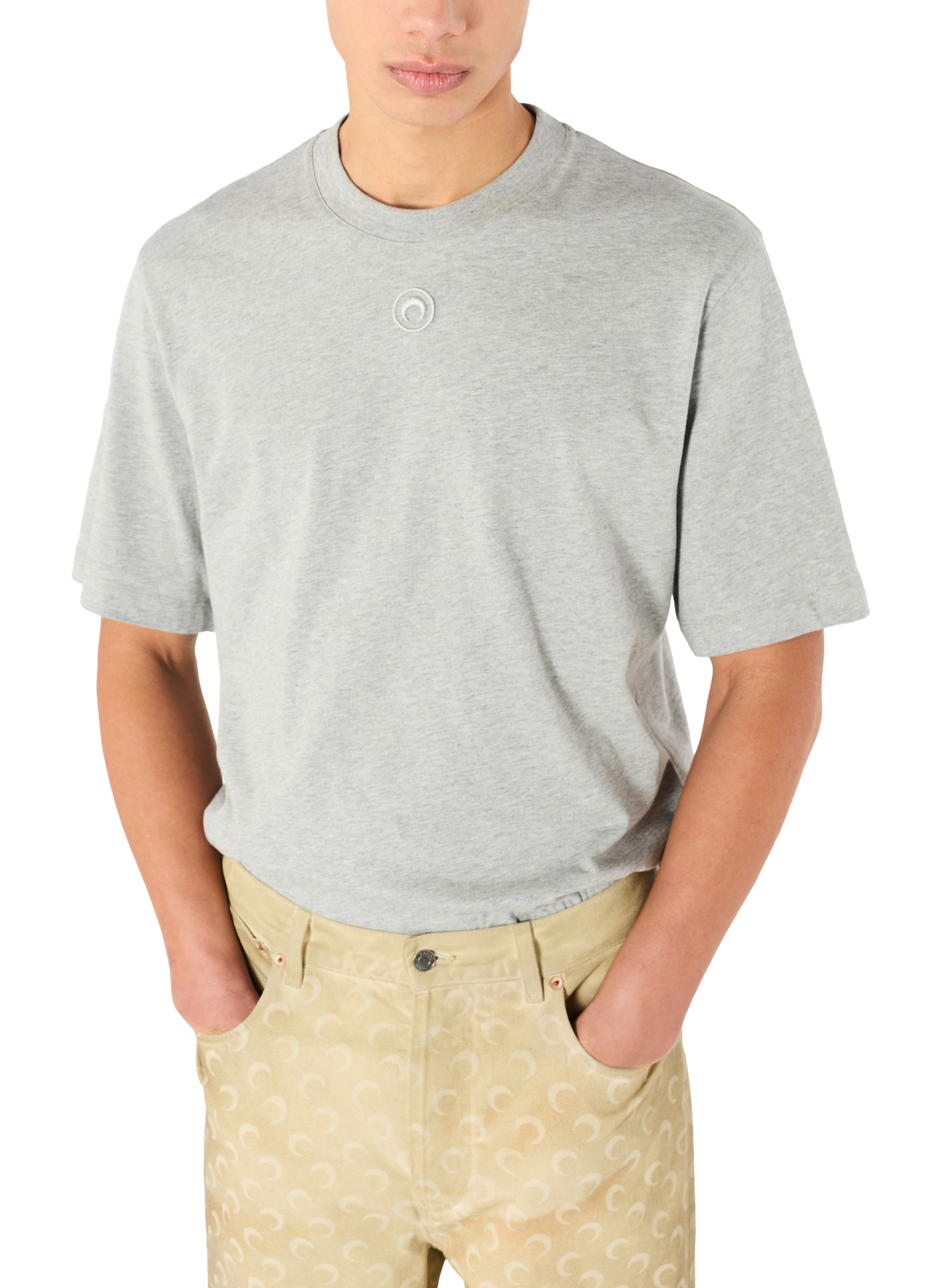 T-shirt logo moon jersey manches courtes MARINE SERRE Gris