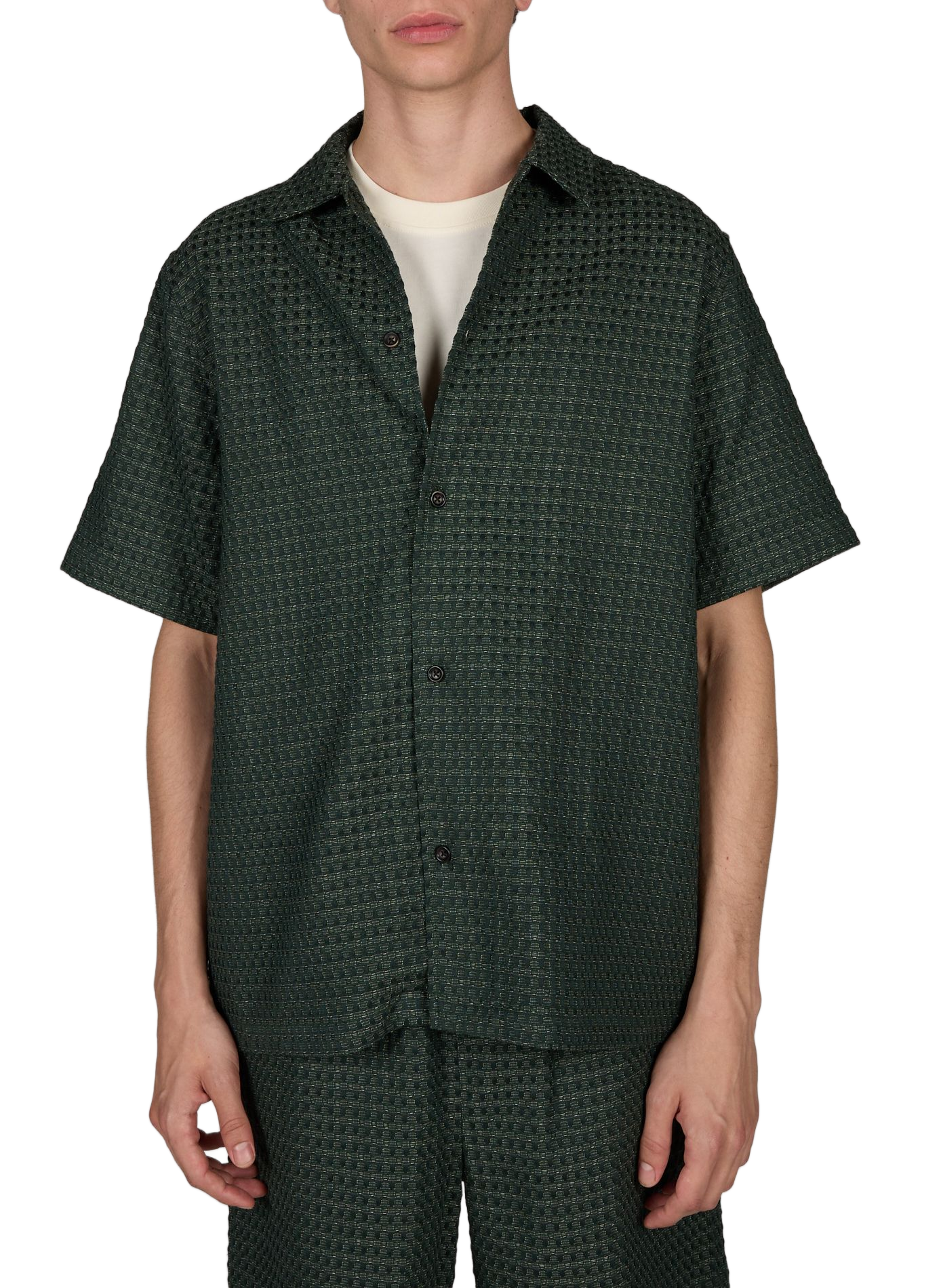 Straight jacquard cotton shirt LES DEUX Green