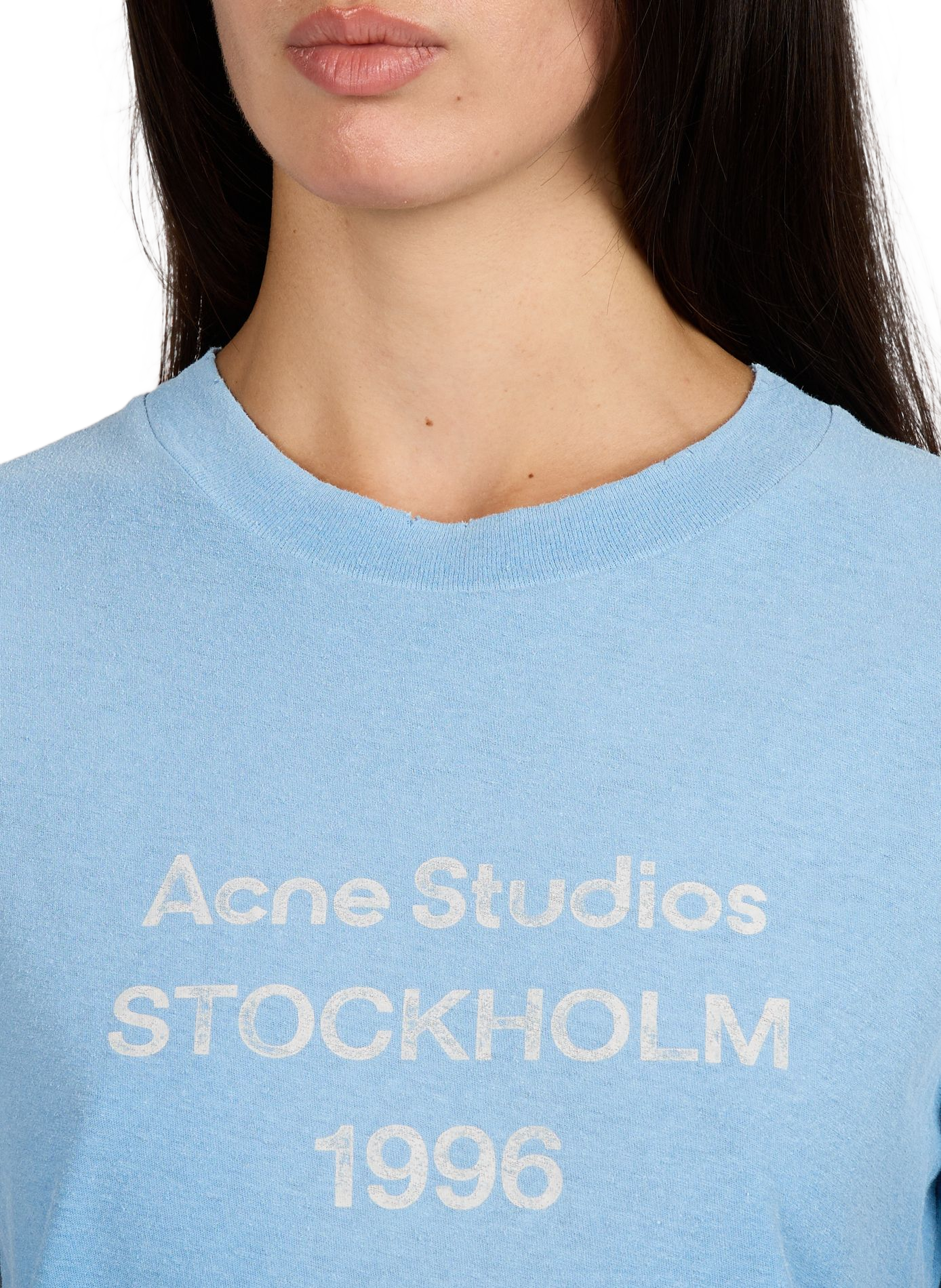 Round neck T-shirt with logo in blended cotton ACNE STUDIOS Blue