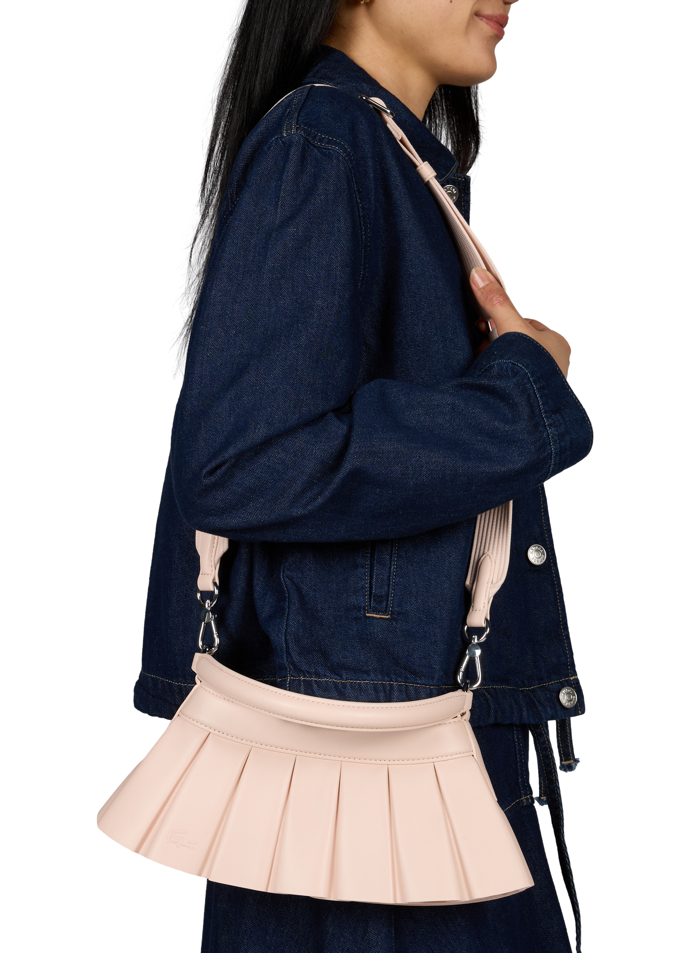 leather handbag LACOSTE Pink
