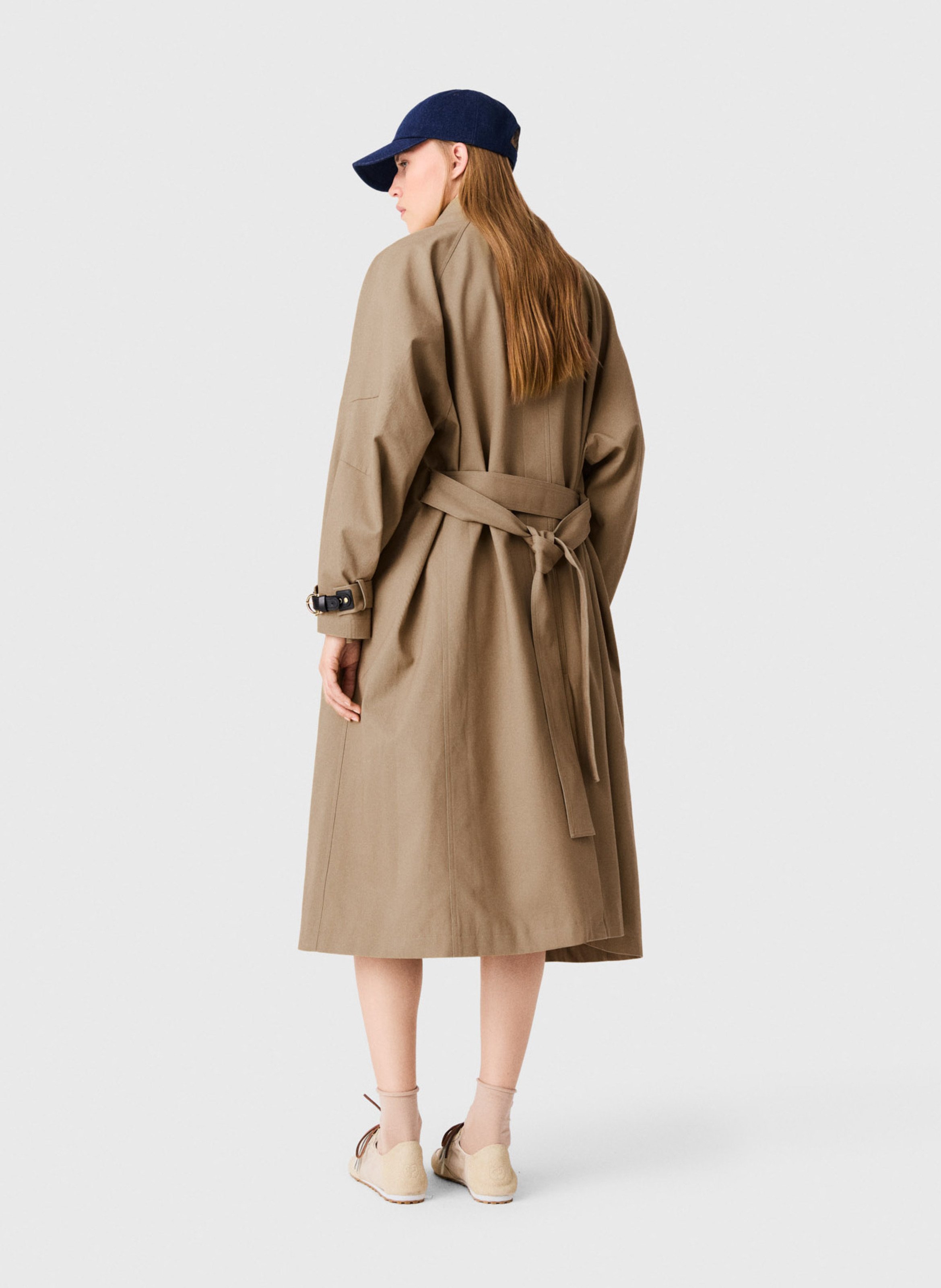 Trench col montant en coton MAJE Beige