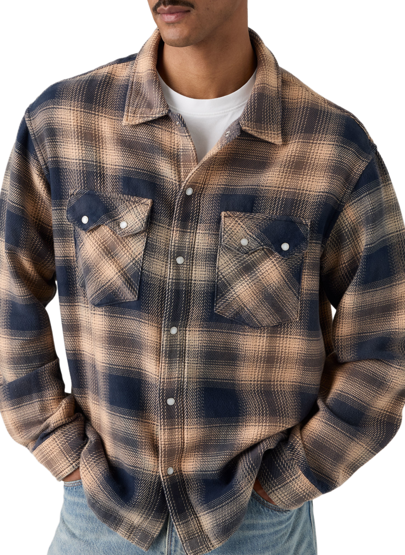 Straight classic collar checked cotton shirt LEVI'S Orange