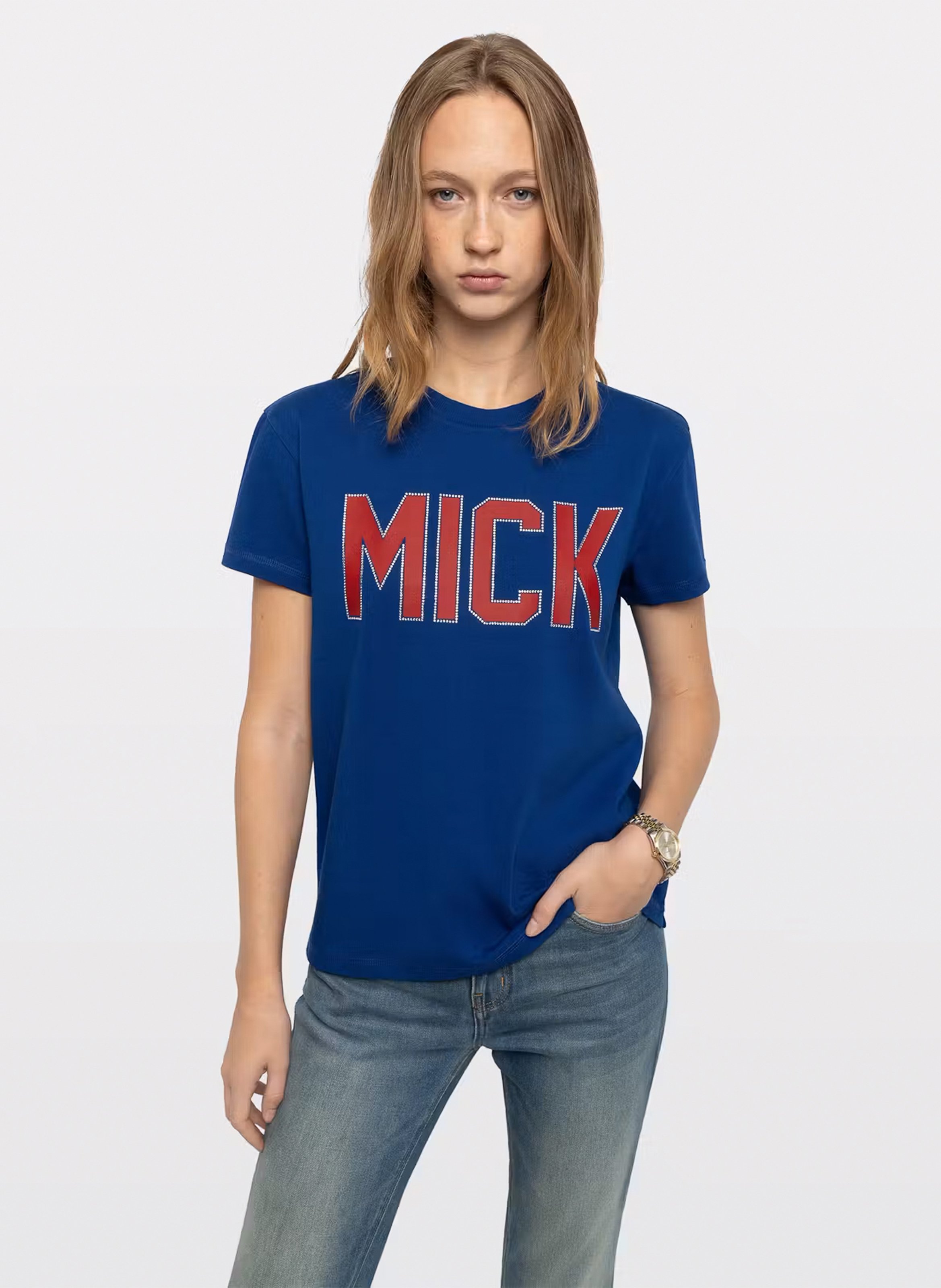 Recht T-shirt met ronde hals en Walk-zeefdruk ZADIG&VOLTAIRE Blauw