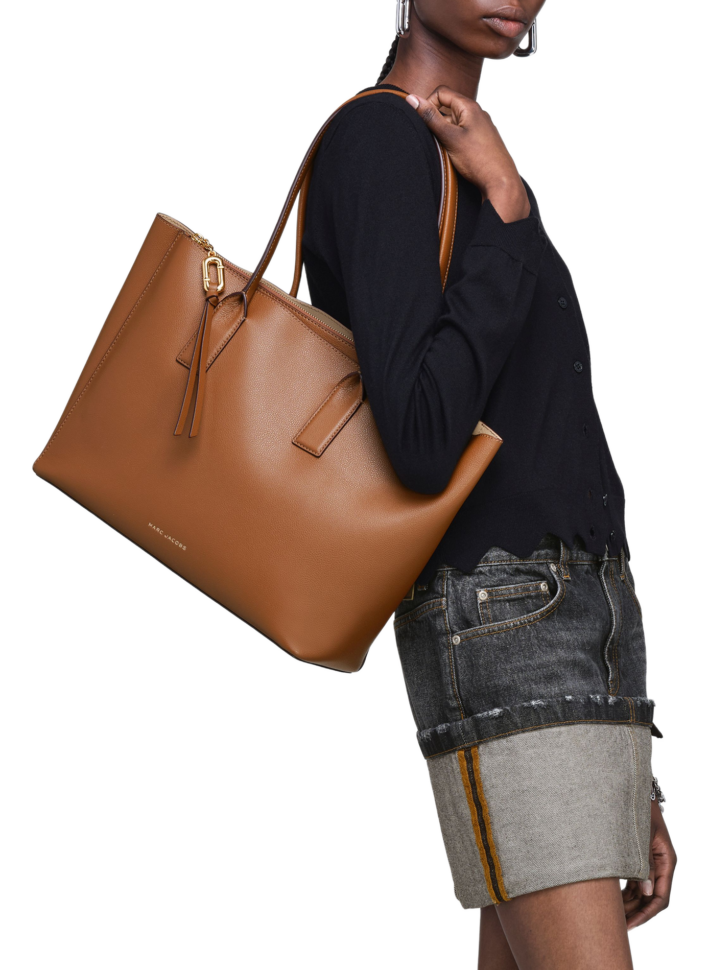 Pop J Marc Work Tote leather tote bag MARC JACOBS Brown