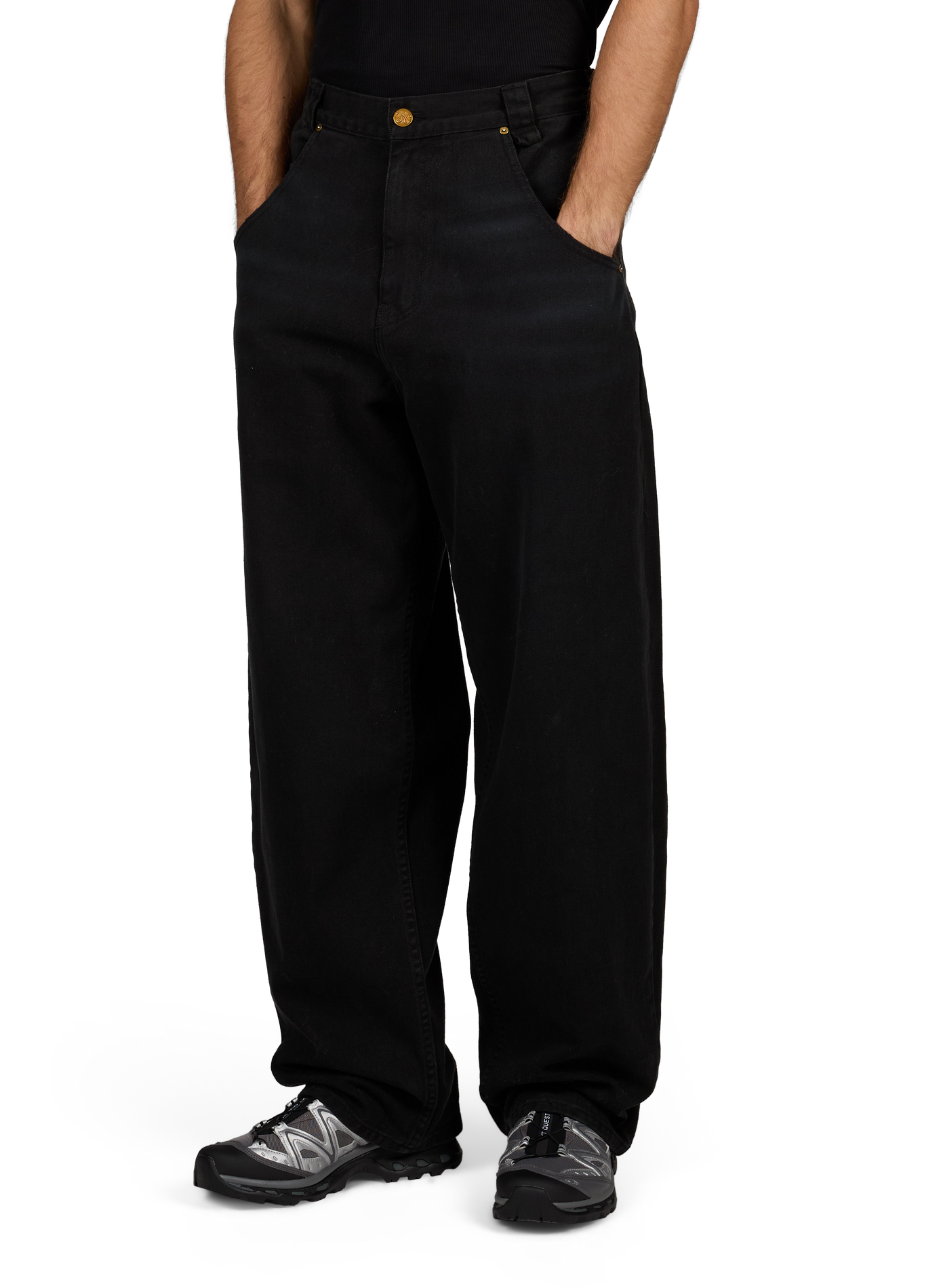 Solid straight-leg cotton jeans WILLY CHAVARRIA Black