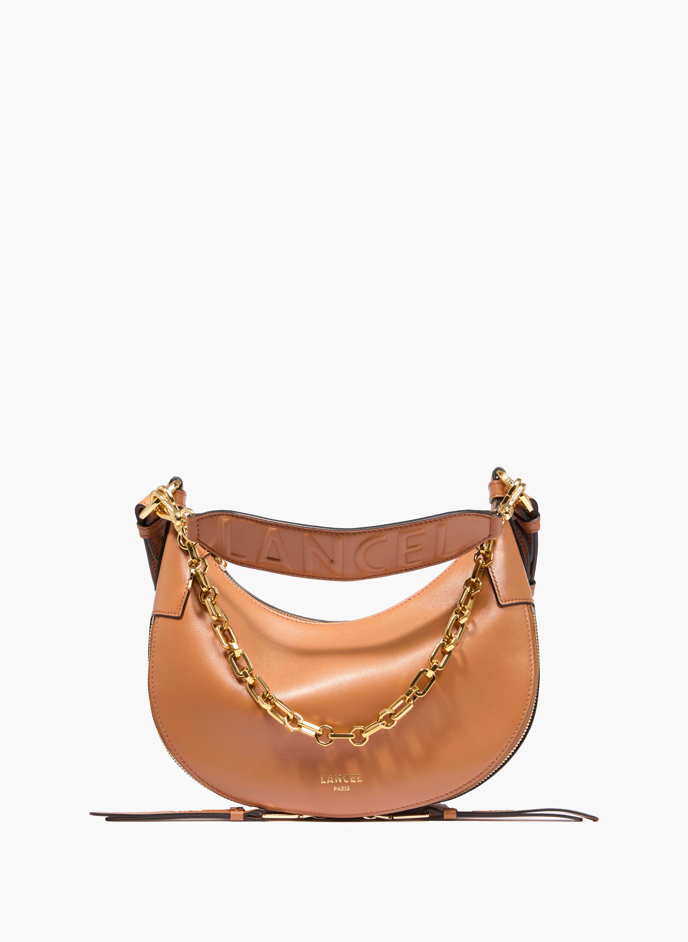 Sac hobo zippé s origami de lancel en cuir LANCEL Marron