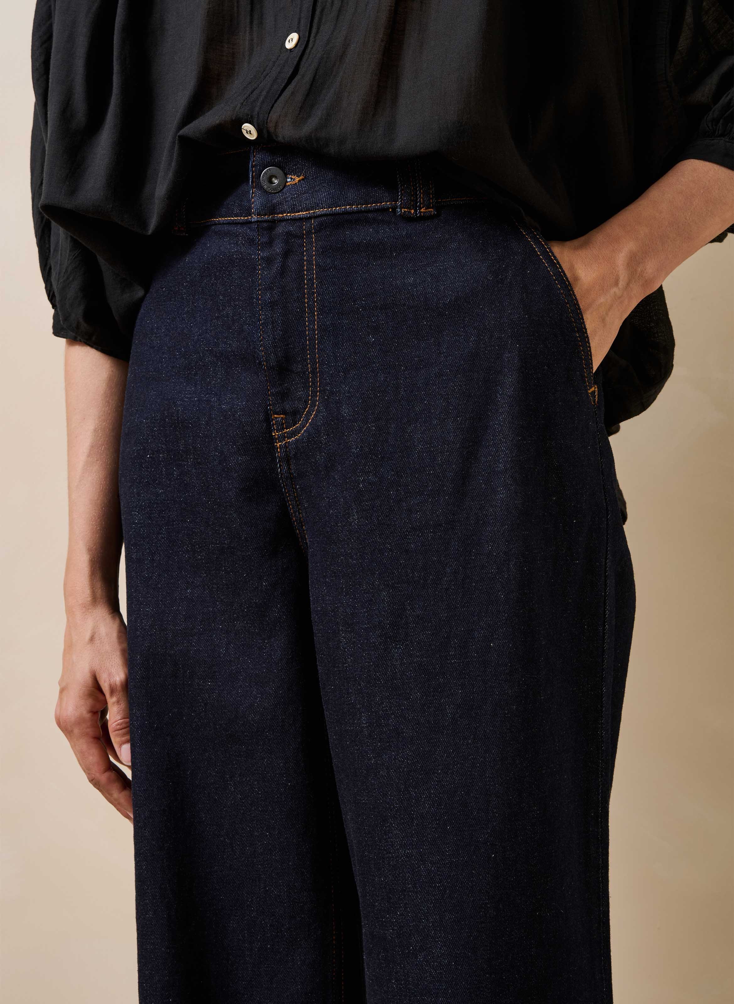Wijde jeans van een mix met biologisch katoen LA FEE MARABOUTEE Blauw