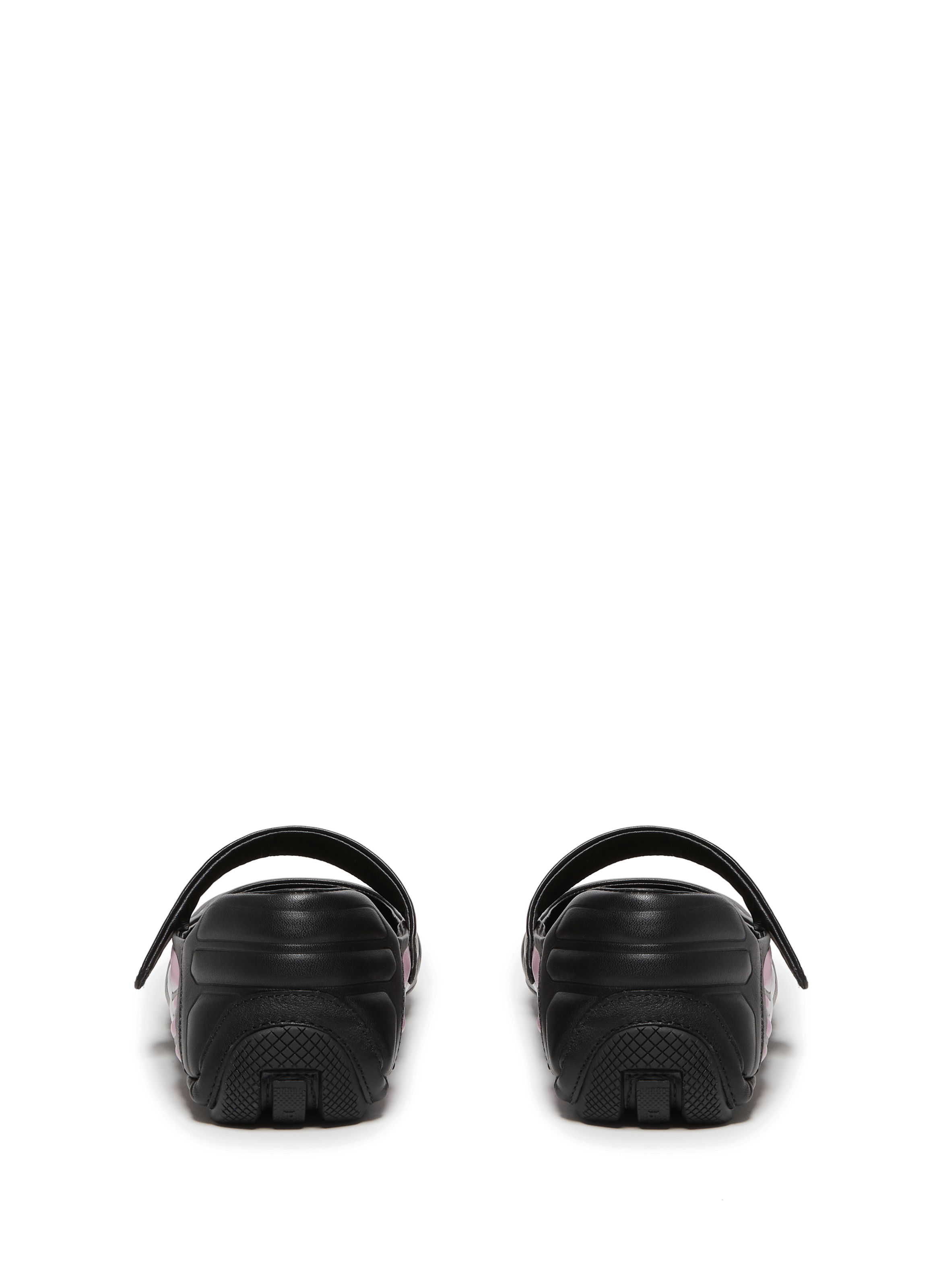 Leather sneaker-effect ballet flats PRADA Black