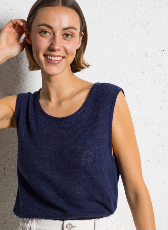 Pull sans manches en laine mélangée dumy Bleu by AMERICAN VINTAGE AMERICAN VINTAGE Pull sans manches en laine mélangée dumy Bleu