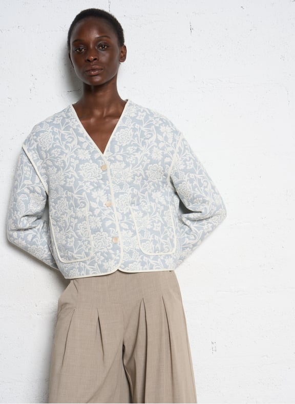 Veste droite à imprimé fleuri colette Bleu by MAISON 123 MAISON 123 Veste droite à imprimé fleuri colette Bleu