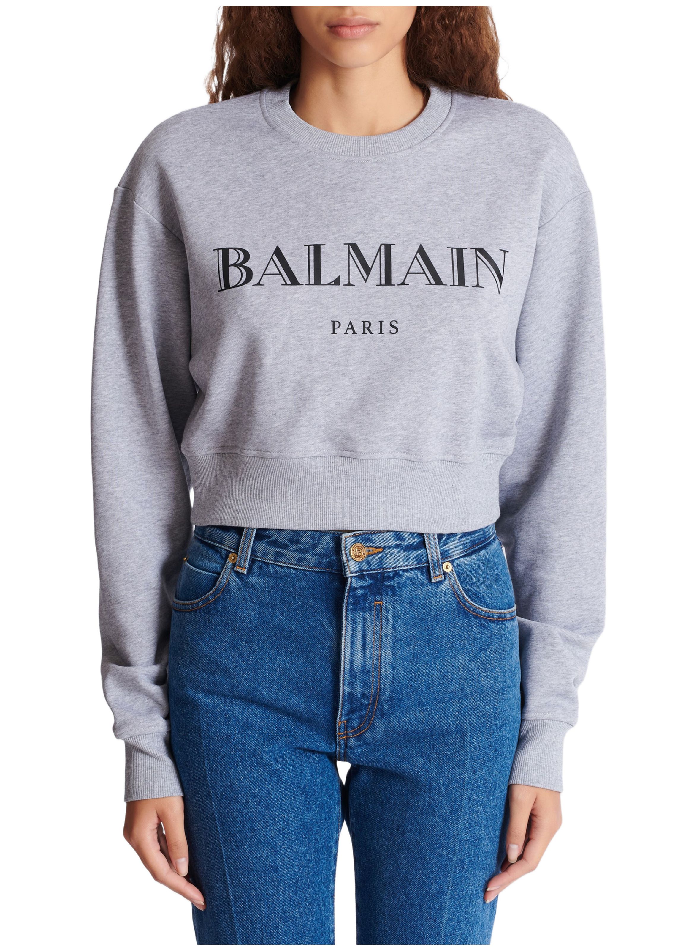 Sweat-shirt à col ras du cou imprimé balmain BALMAIN Gris