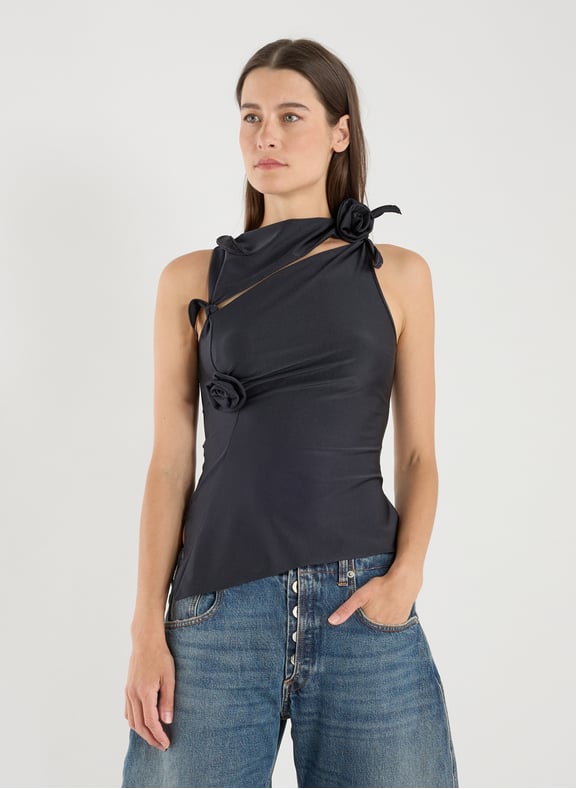 Sleeveless floral top Black by COPERNI COPERNI Sleeveless floral top Black