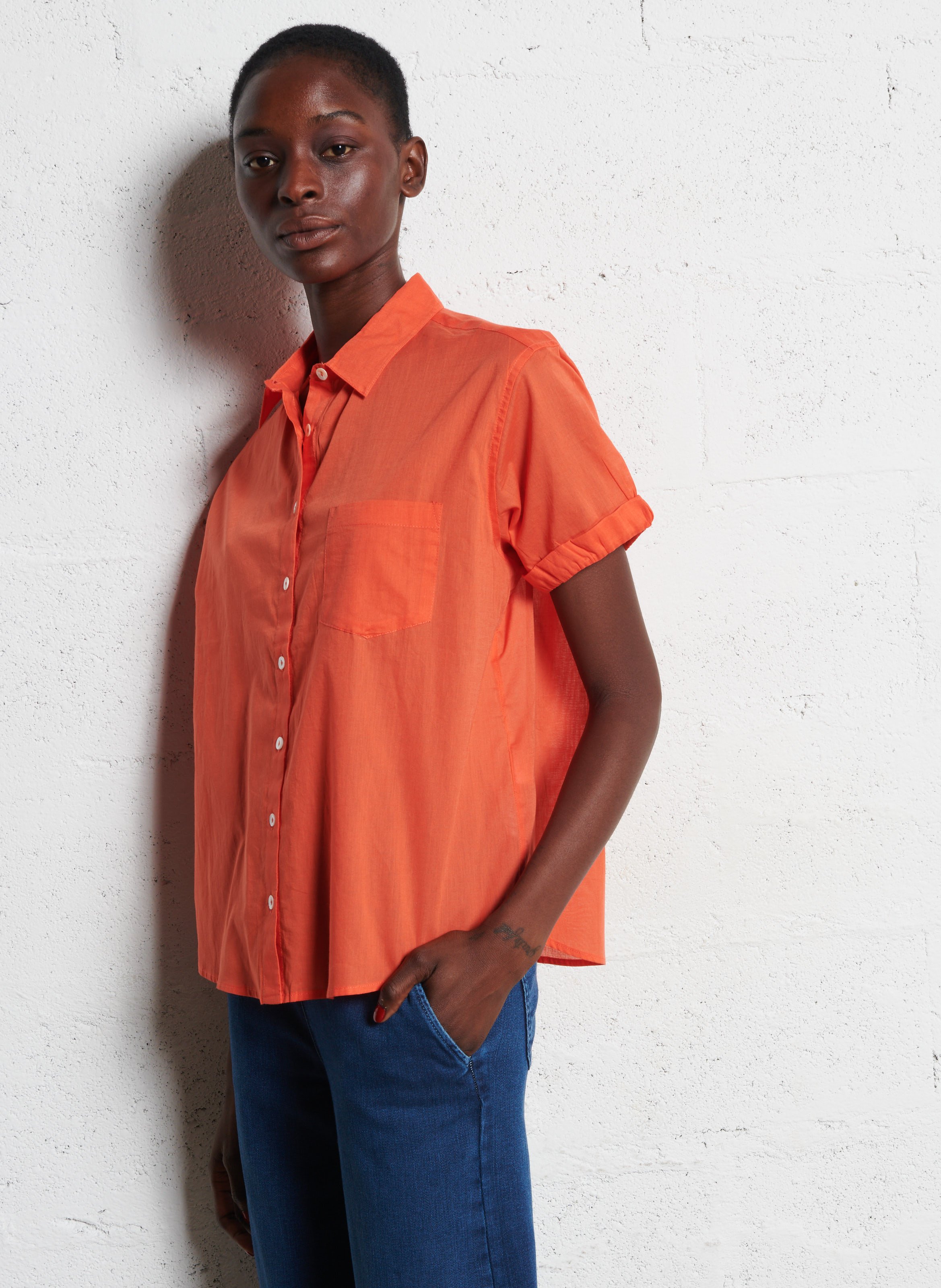Chemise col classique en coton soline MAISON 123 Orange