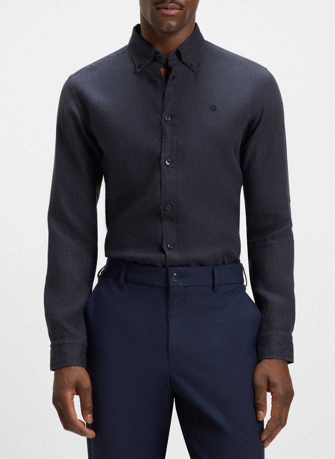 Chemise slim-fit en lin BOSS Bleu