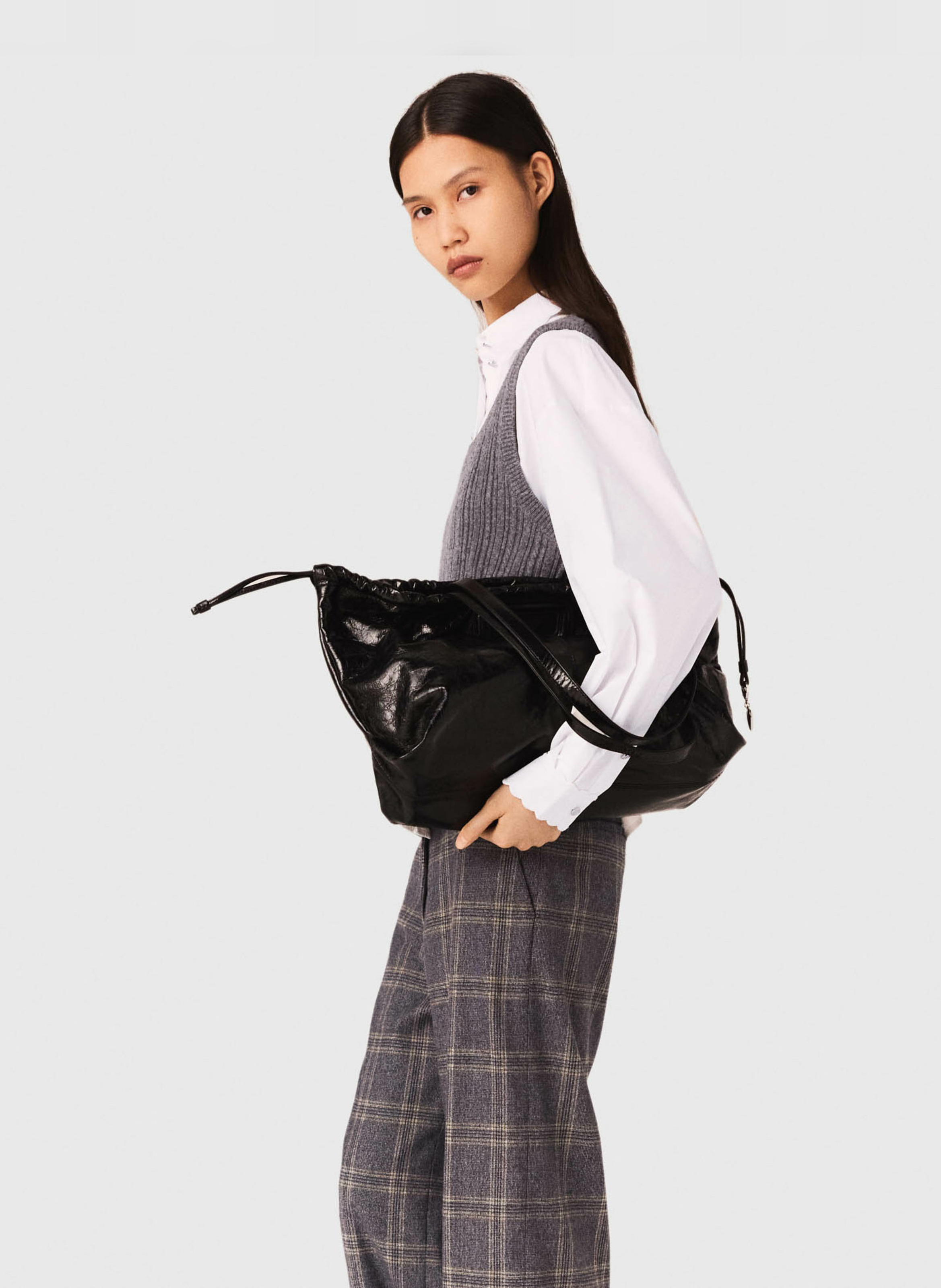 Top en maille 2-en-1 MAJE Gris