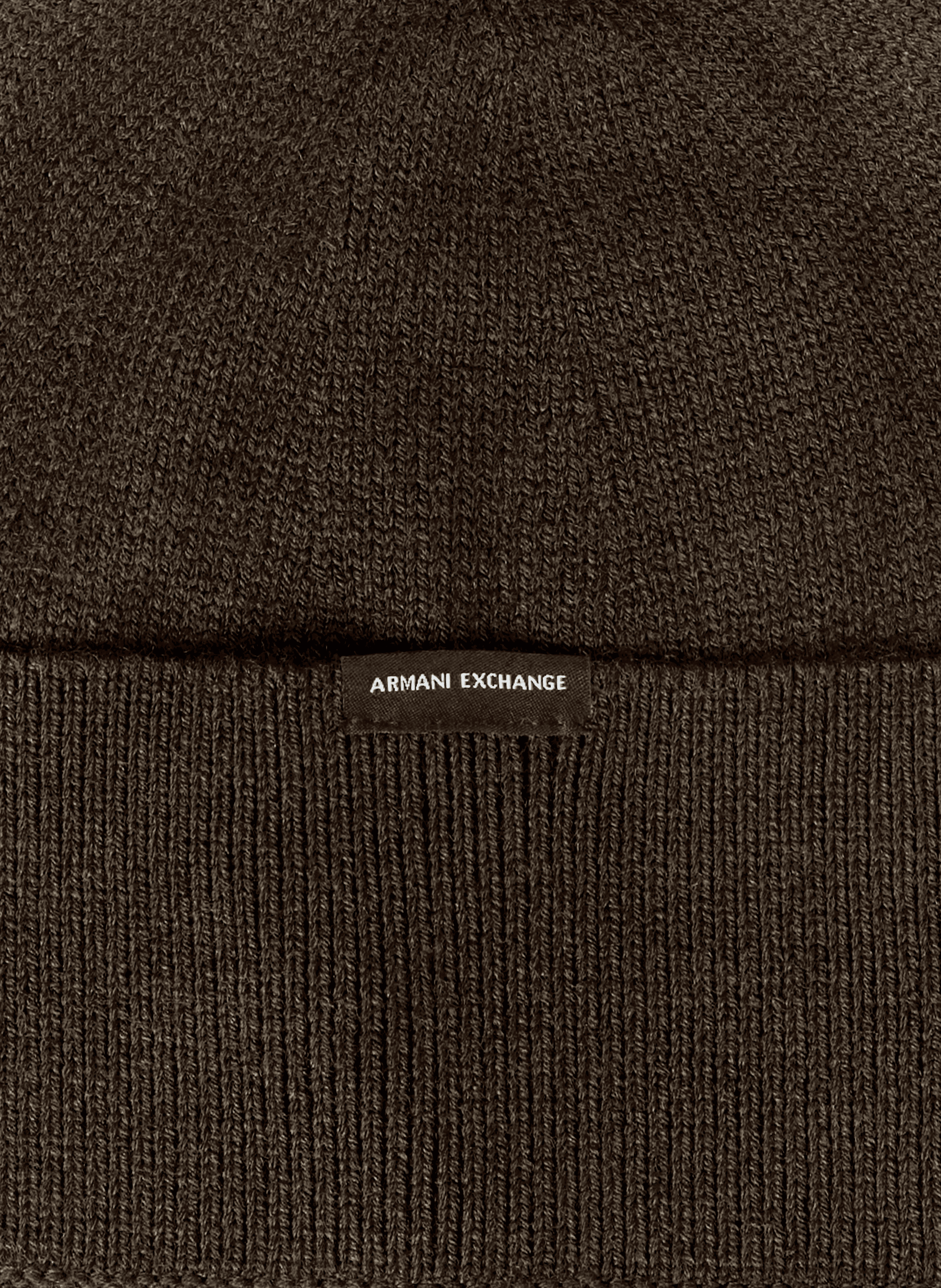 Beanie with wide folded cuff in virgin wool and cotton blend ARMANI EXCHANGE Brown