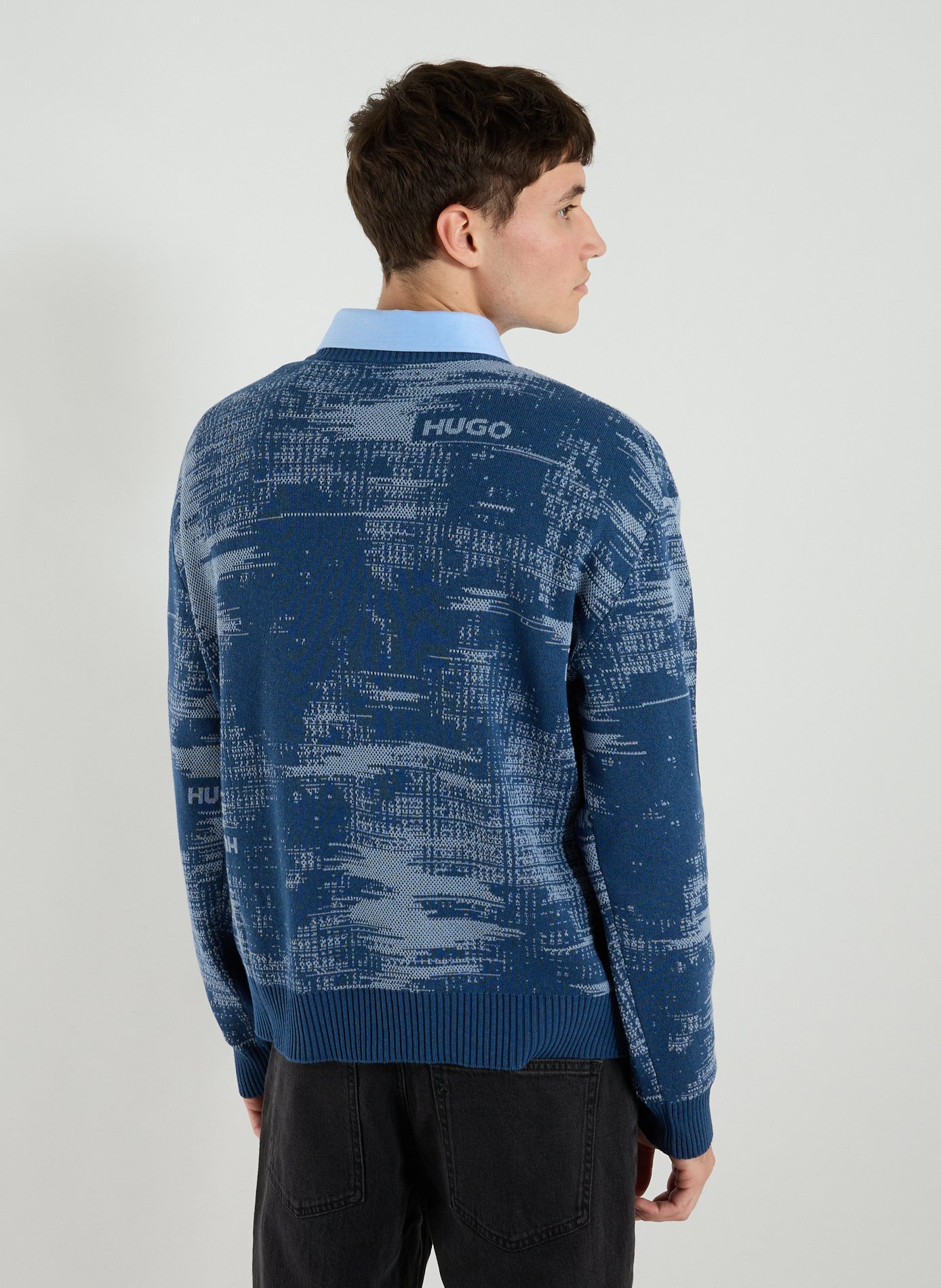 Pull en coton mélangé HUGO BLUE Bleu