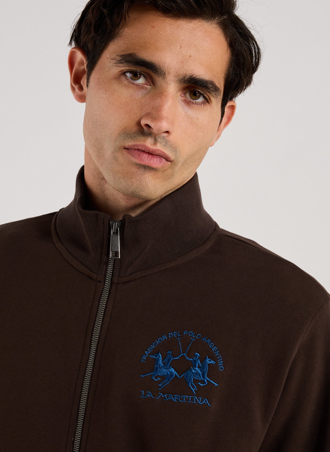 Sweatshirt à glissière en coton LA MARTINA Marron
