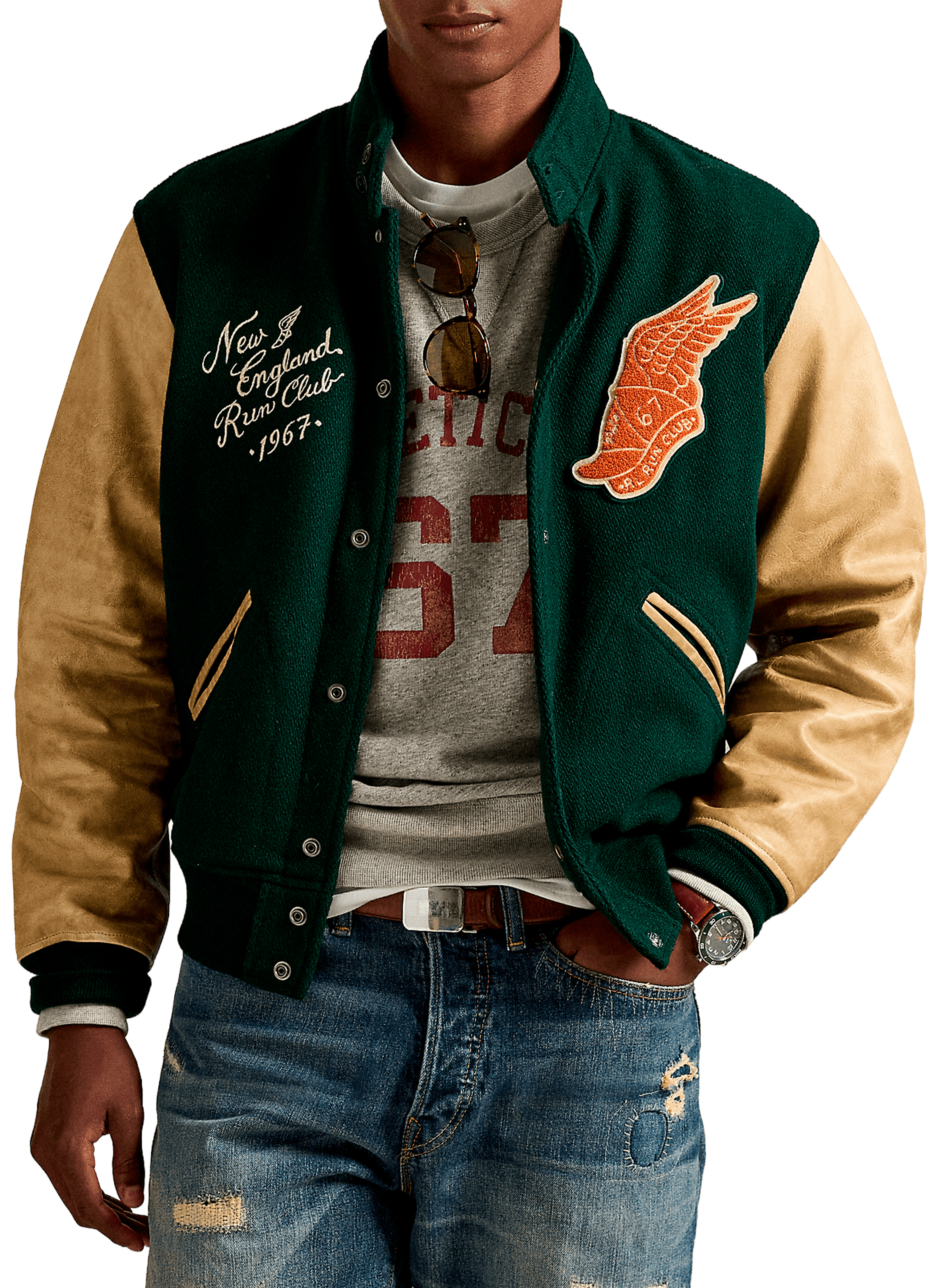 POLO RALPH LAUREN Blouson col montant en laine mélangée Vert