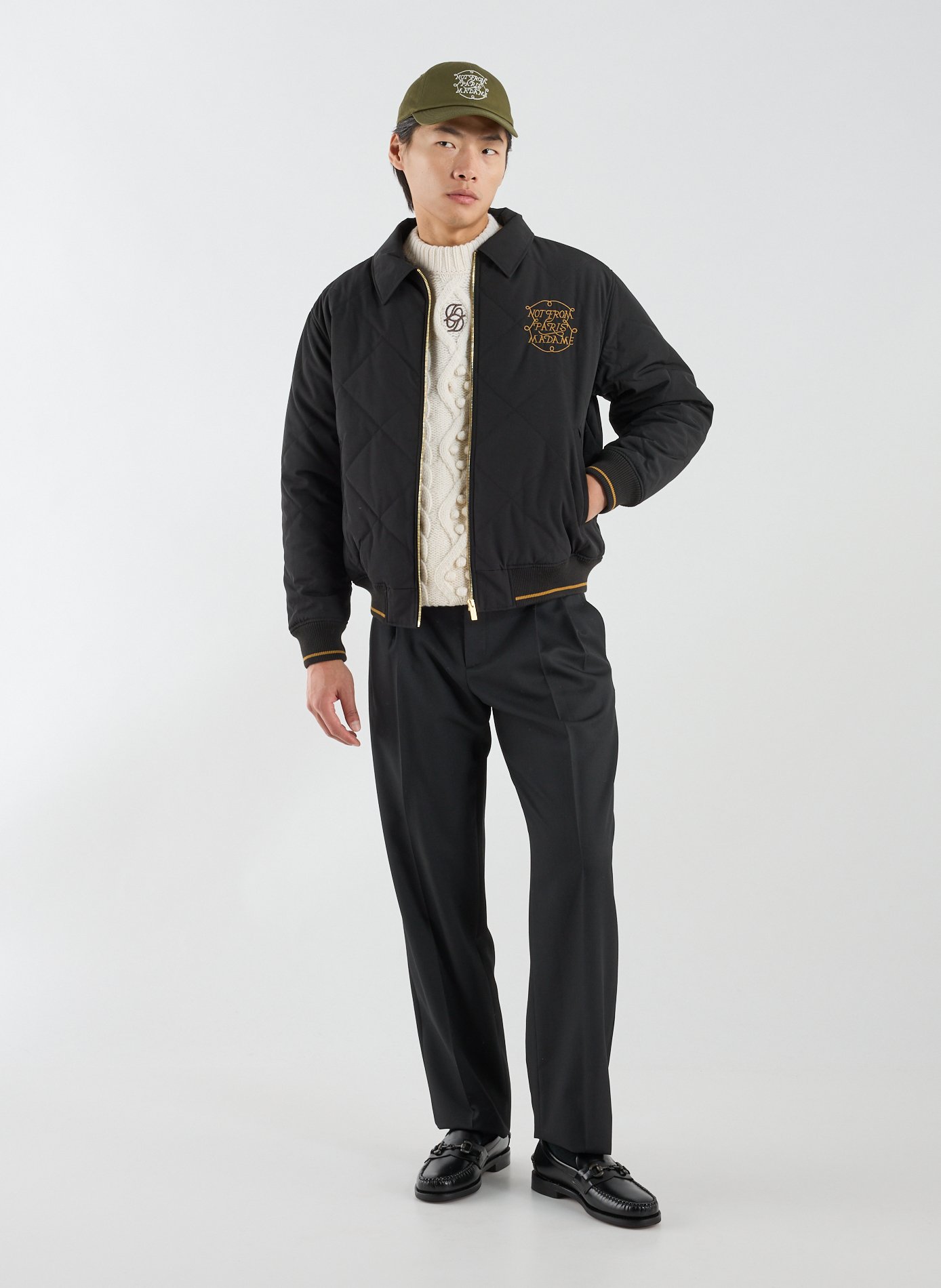 Embroidered Logo Slogan Cap DROLE DE MONSIEUR Khaki