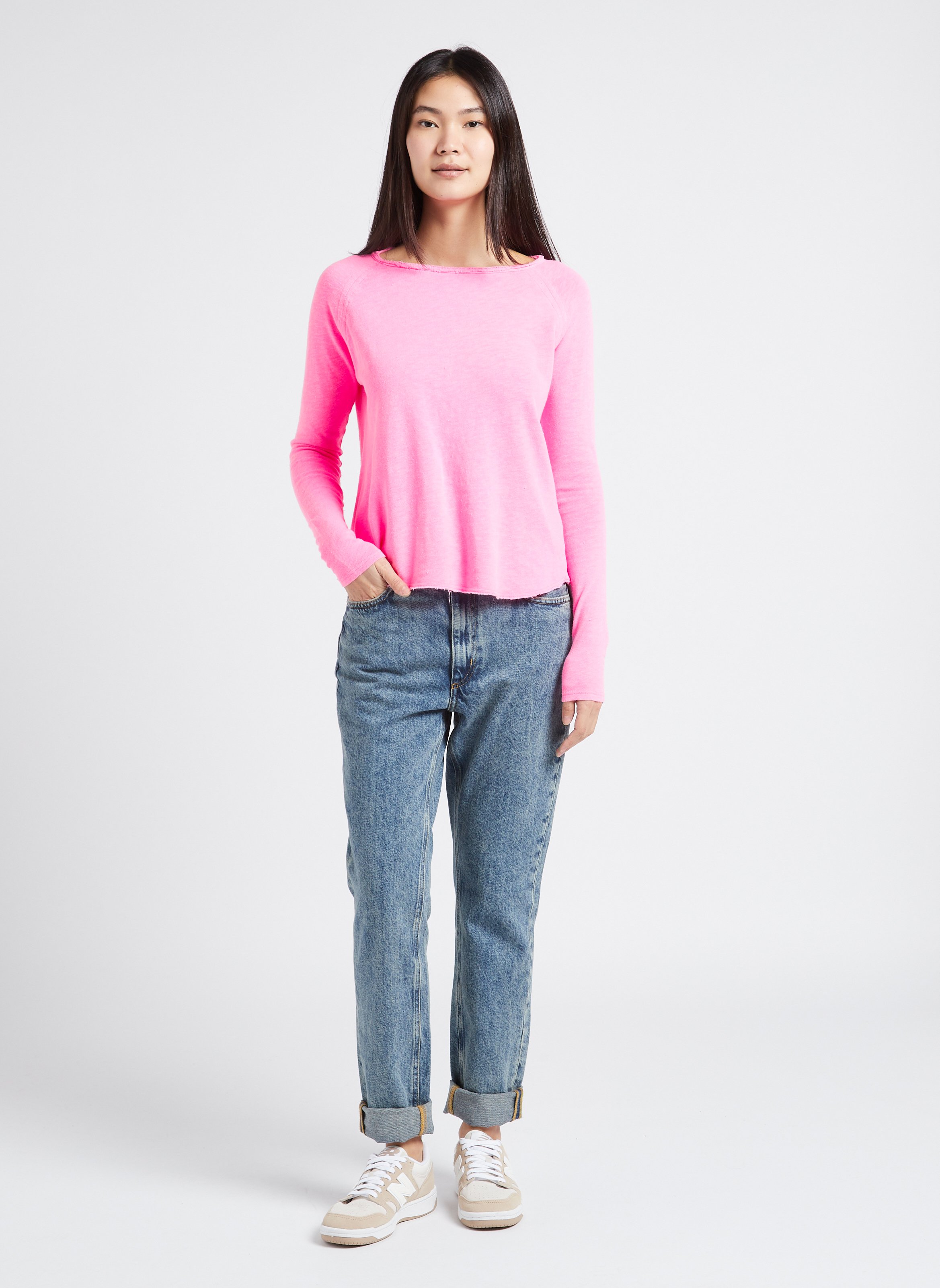 Tee-shirt à col bateau en coton sonoma AMERICAN VINTAGE Rose