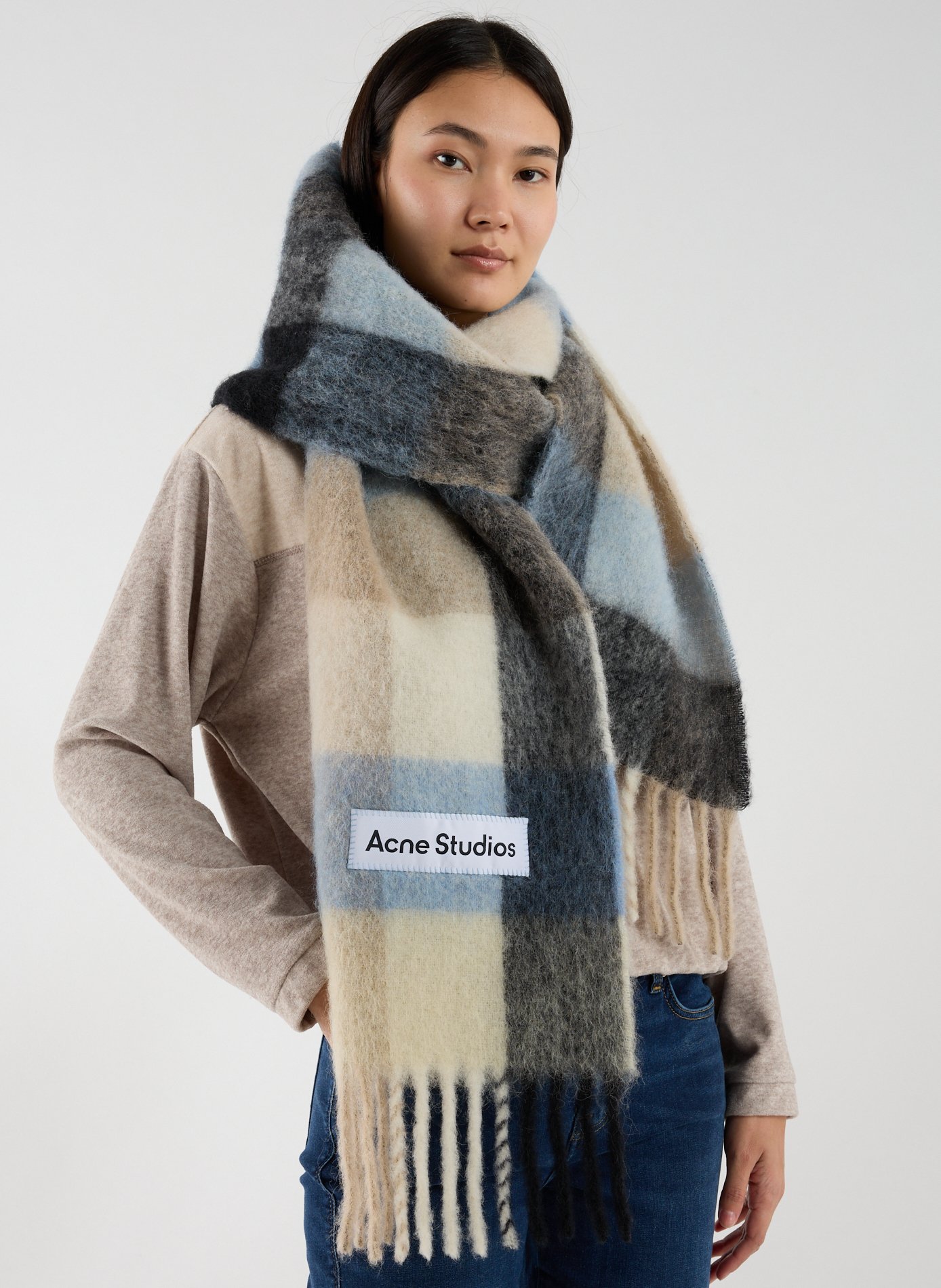 Echarpe à carreaux en laine mélangée ACNE STUDIOS Multicolore