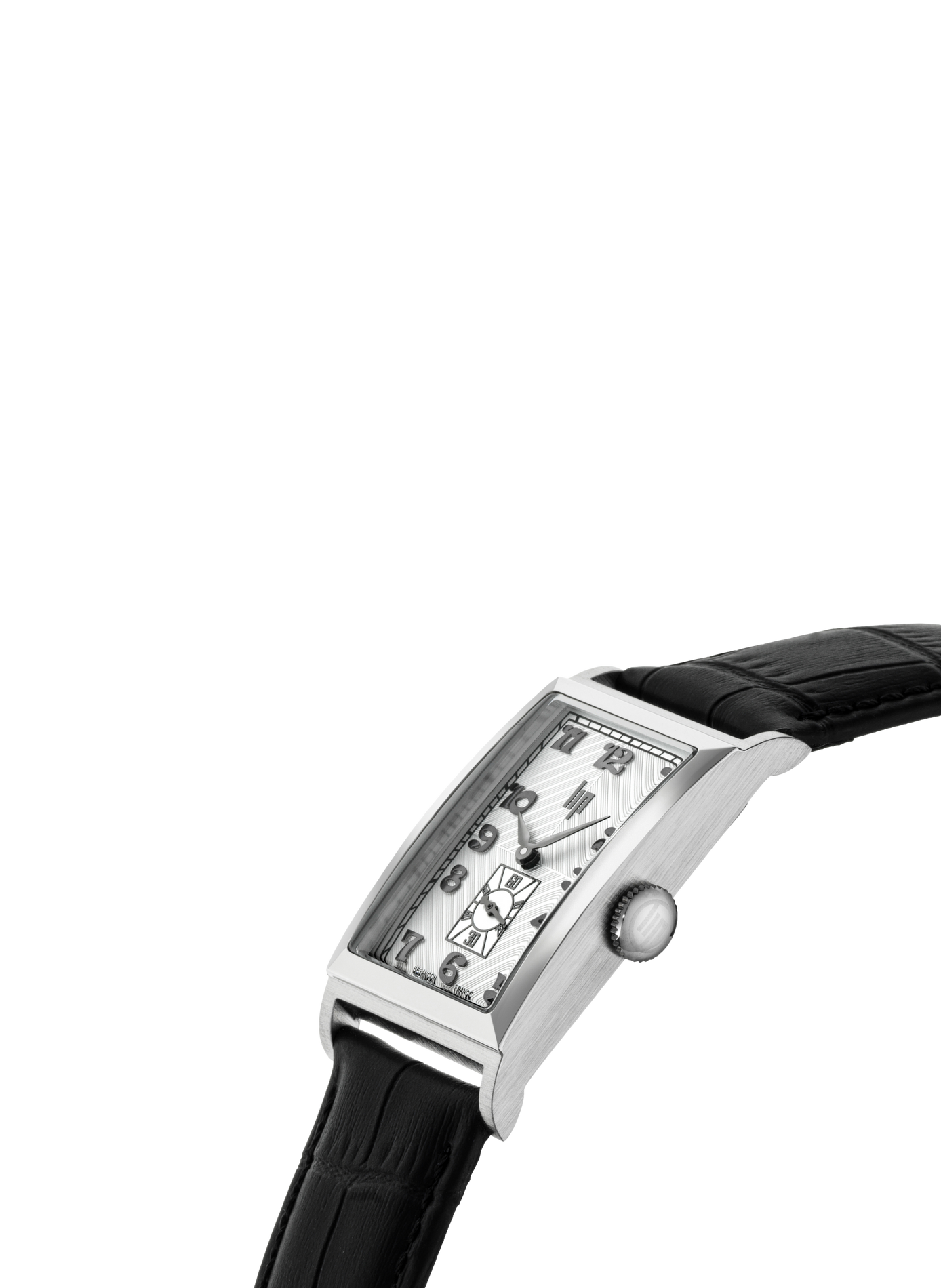 Montre quartz rectangulaire classique en cuir LIP Argent