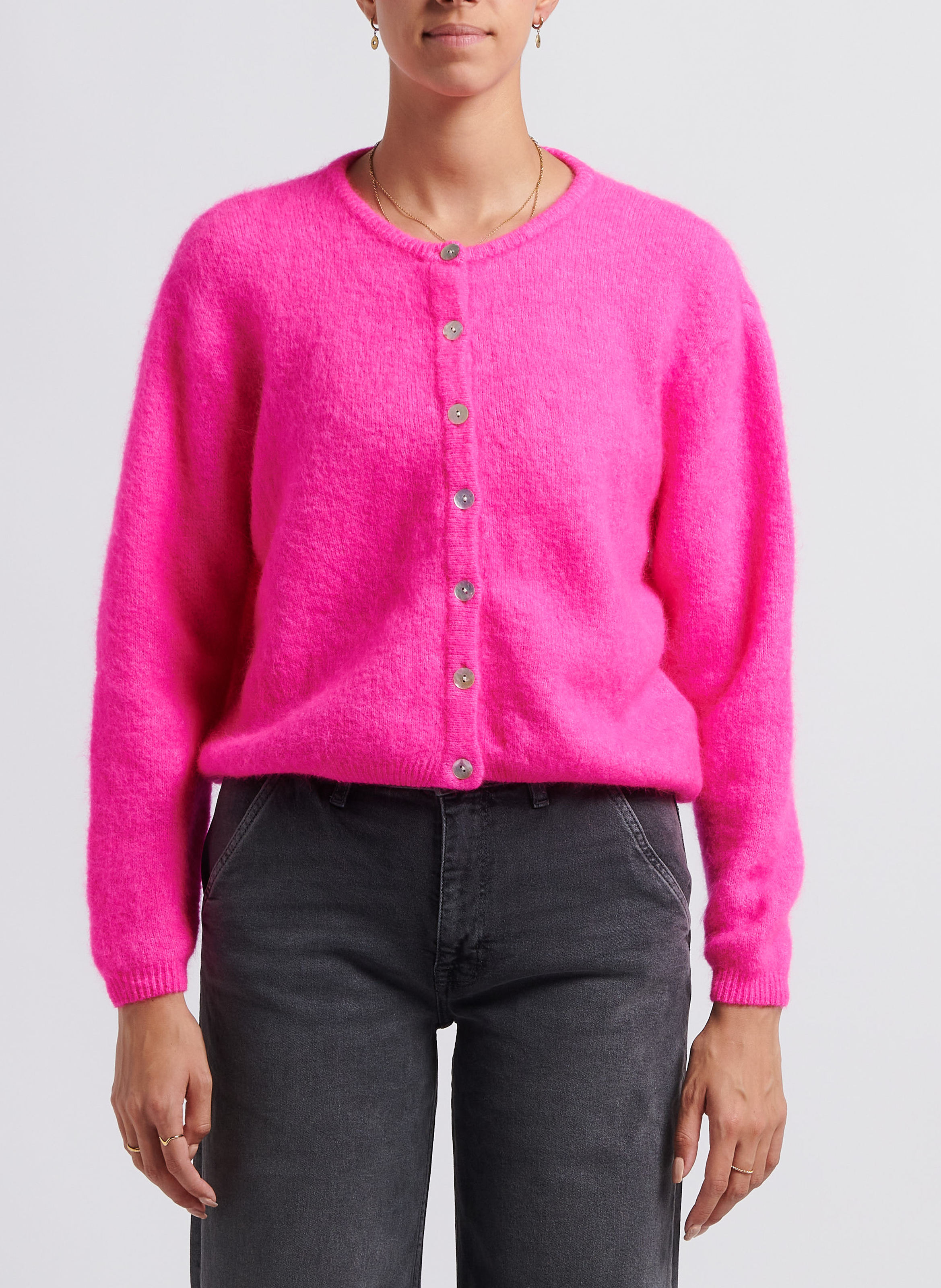 Gilet ample col rond en laine mélangée vitow AMERICAN VINTAGE Rose