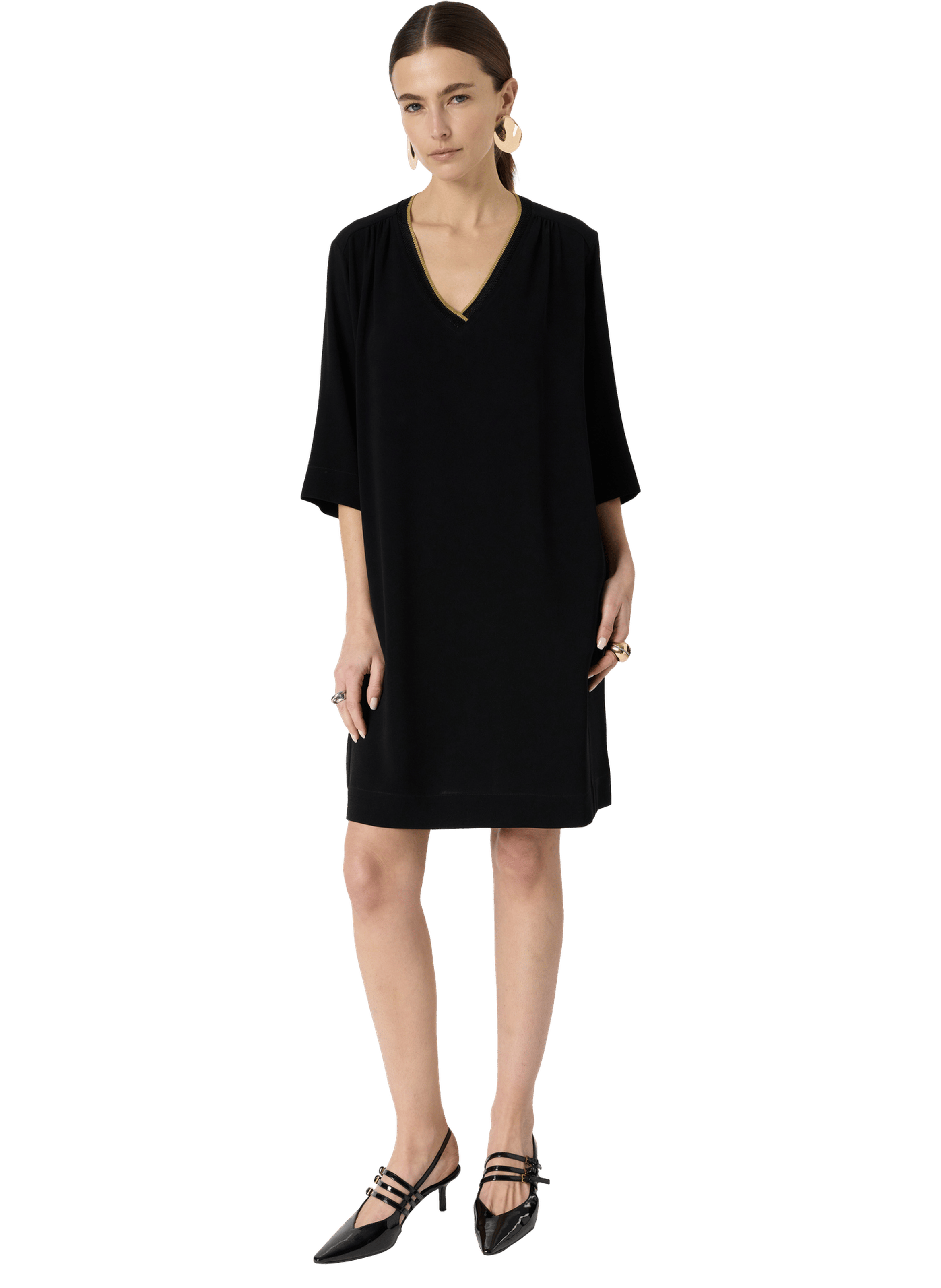 Robe courte v en microfibre - raysa GERARD DAREL Noir