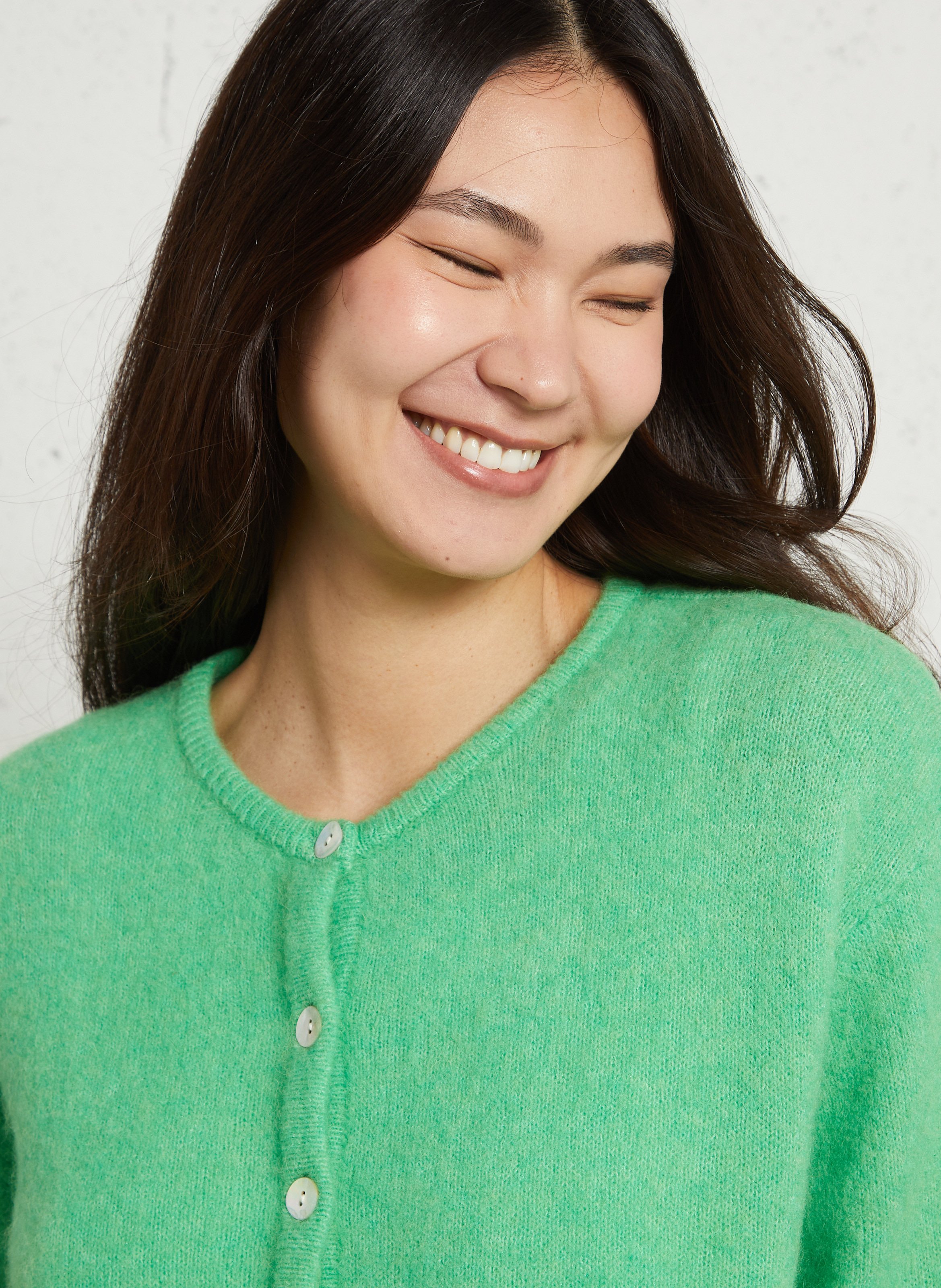 Gilet ample col rond en laine mélangée vitow  Jardin chine