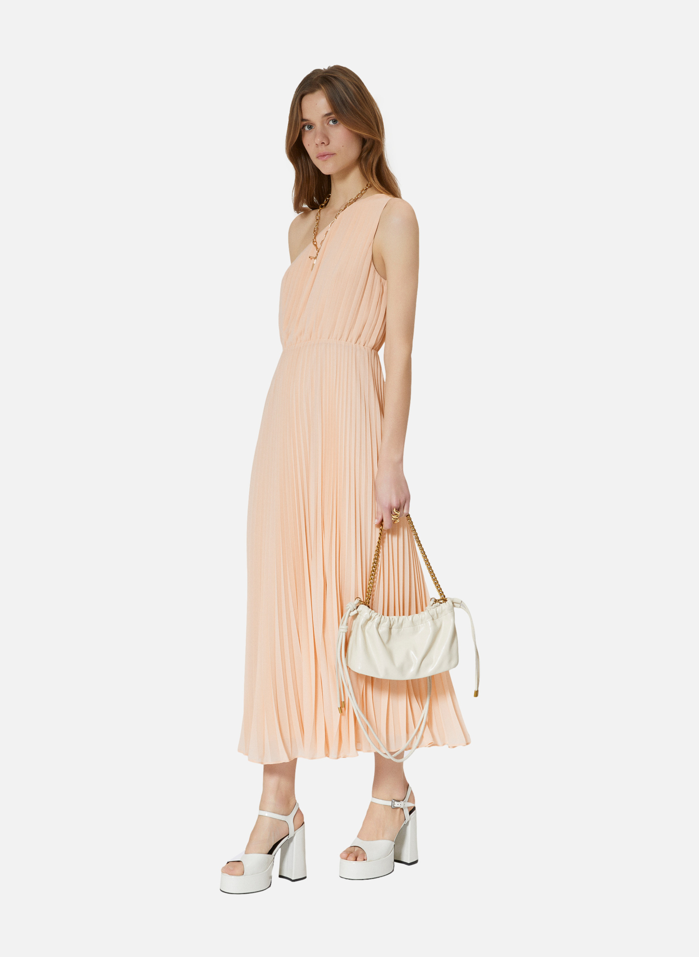 Robe longue asymétrique plissée THE KOOPLES Beige