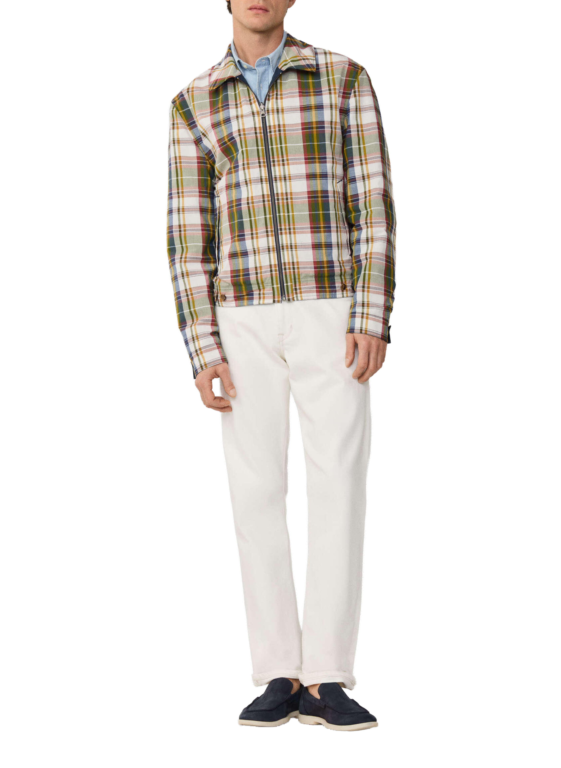 Reversible jacket in mixed linen and cotton FACONNABLE Blue