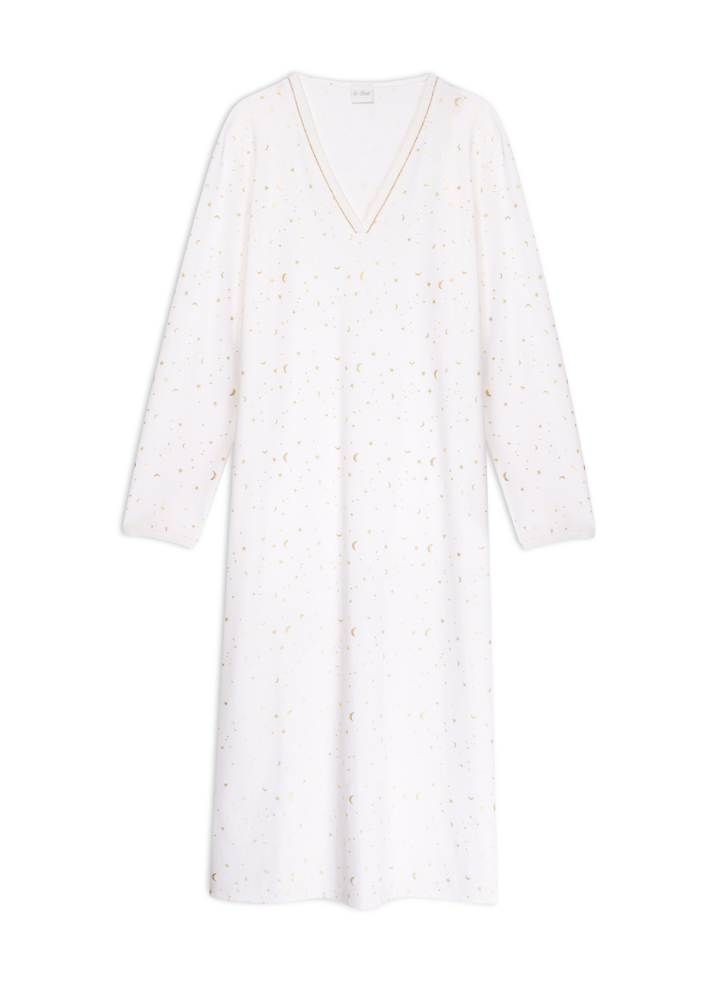 Chemise de nuit longue en coton luna 111 LE CHAT Blanc
